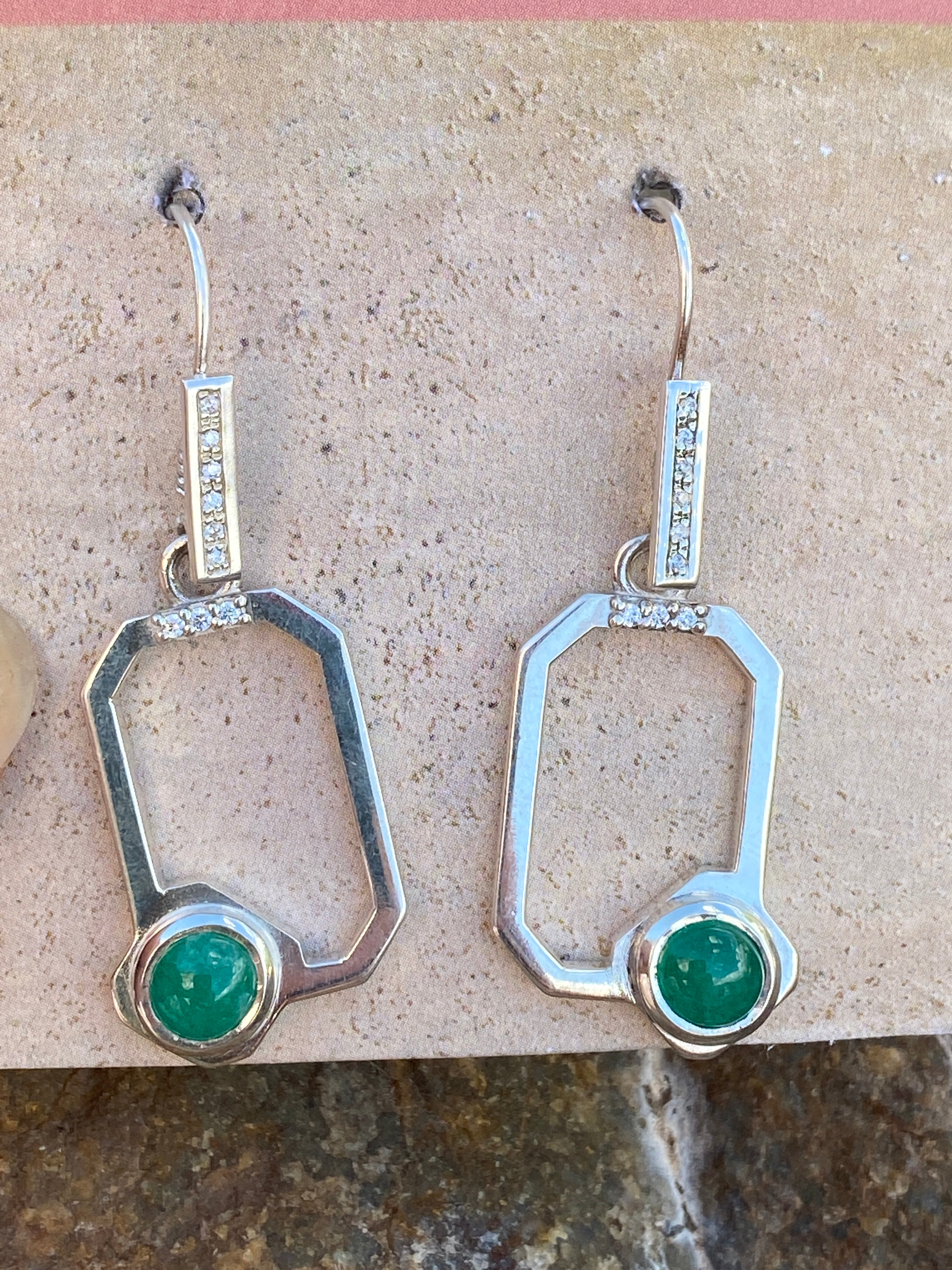 Colombian Emerald Earrings in Sterling Silver dangles 1ct set 4