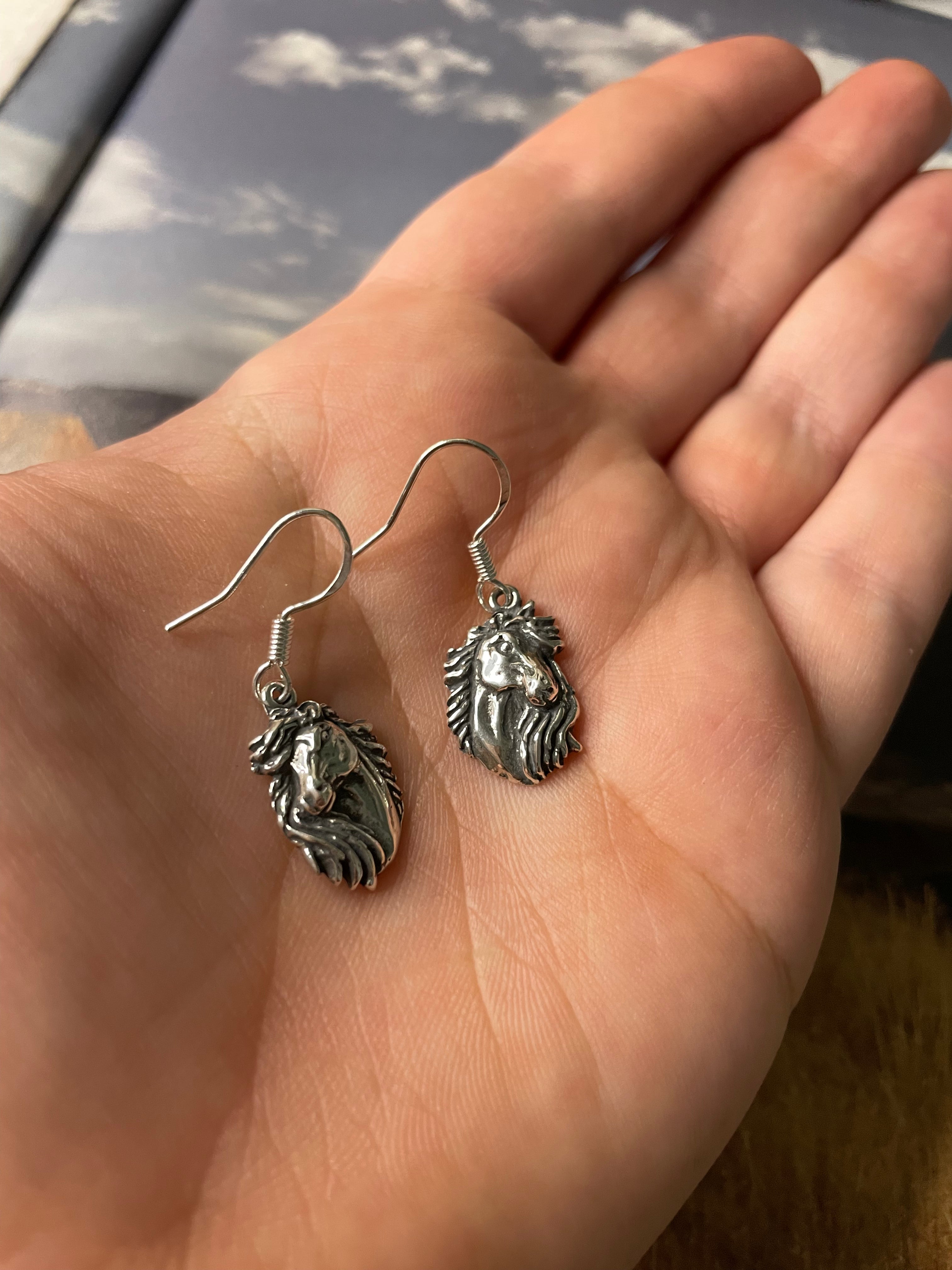 Navajo Sterling Silver Horse Dangle Earrings