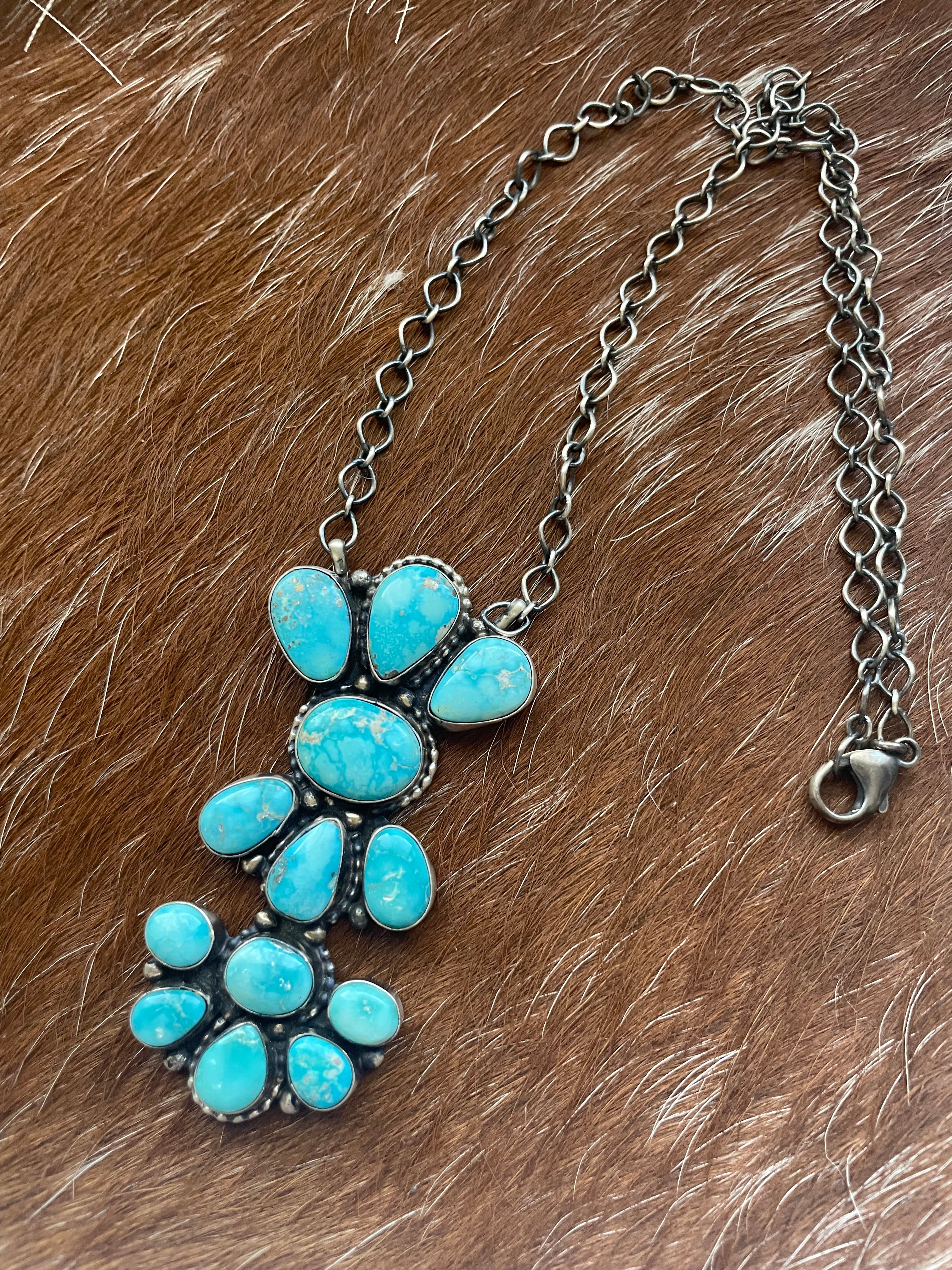 Navajo Sterling Silver Turquoise Necklace By Sheila Becenti