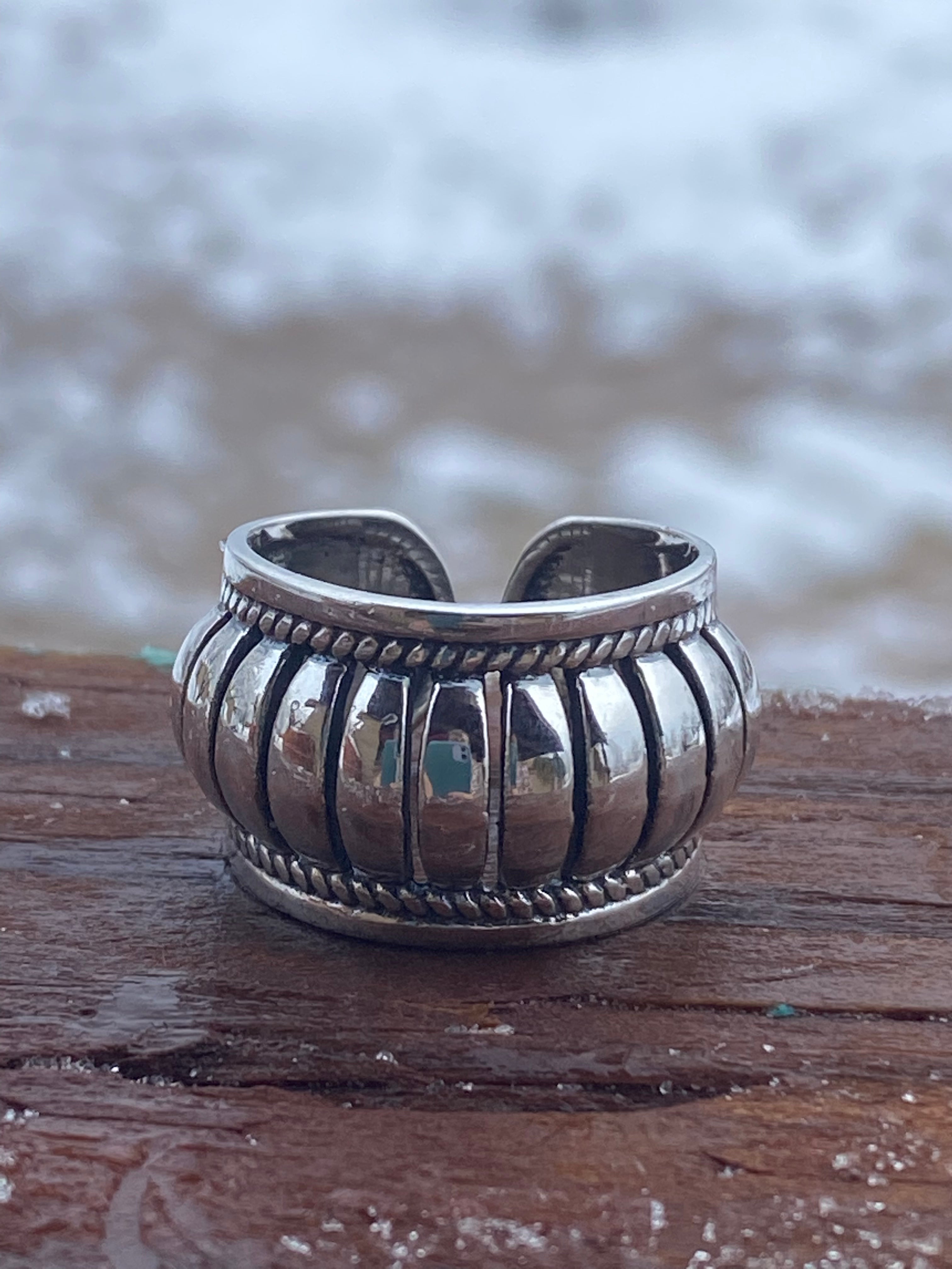 The Cassidy Handmade Sterling Silver Adjustable Wave Band