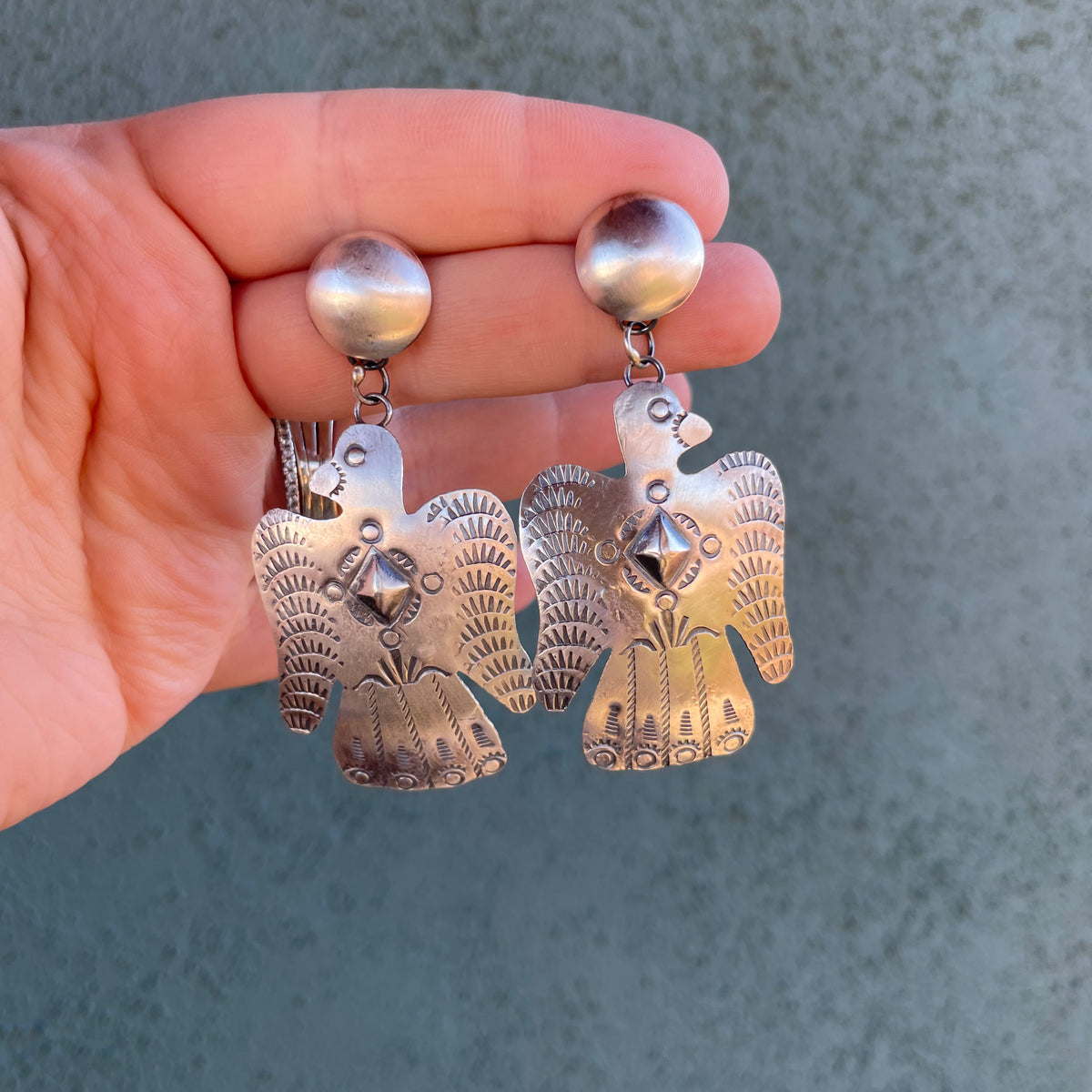 Handcrafted Sterling Silver Thunderbird Dangle Earrings By Tim Yazzie Handcrafted Sterling Silver Thunderbird Dangle Earrings By Tim Yazzie