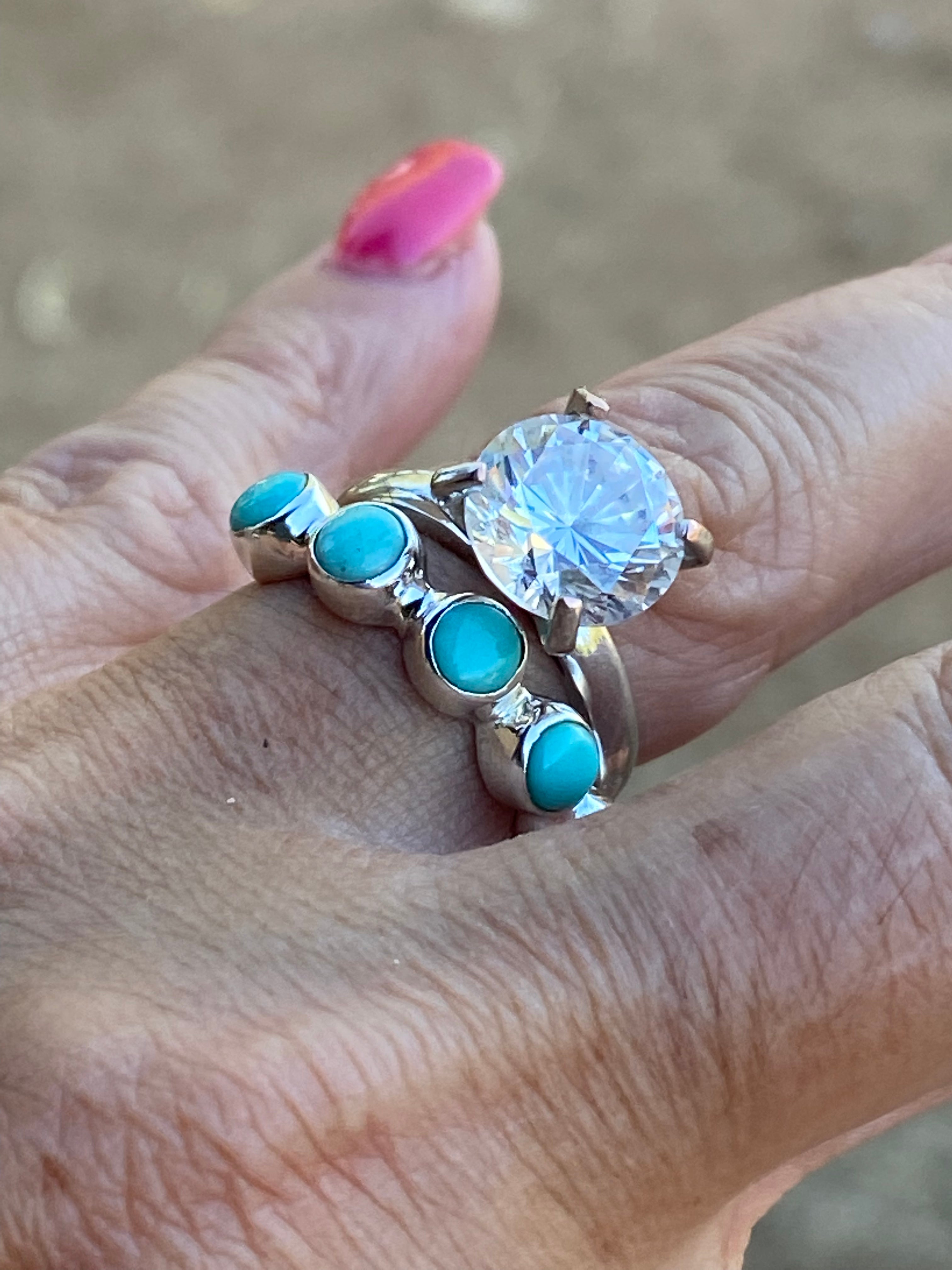 Kingman Turquoise & Sterling Silver Stacker Band