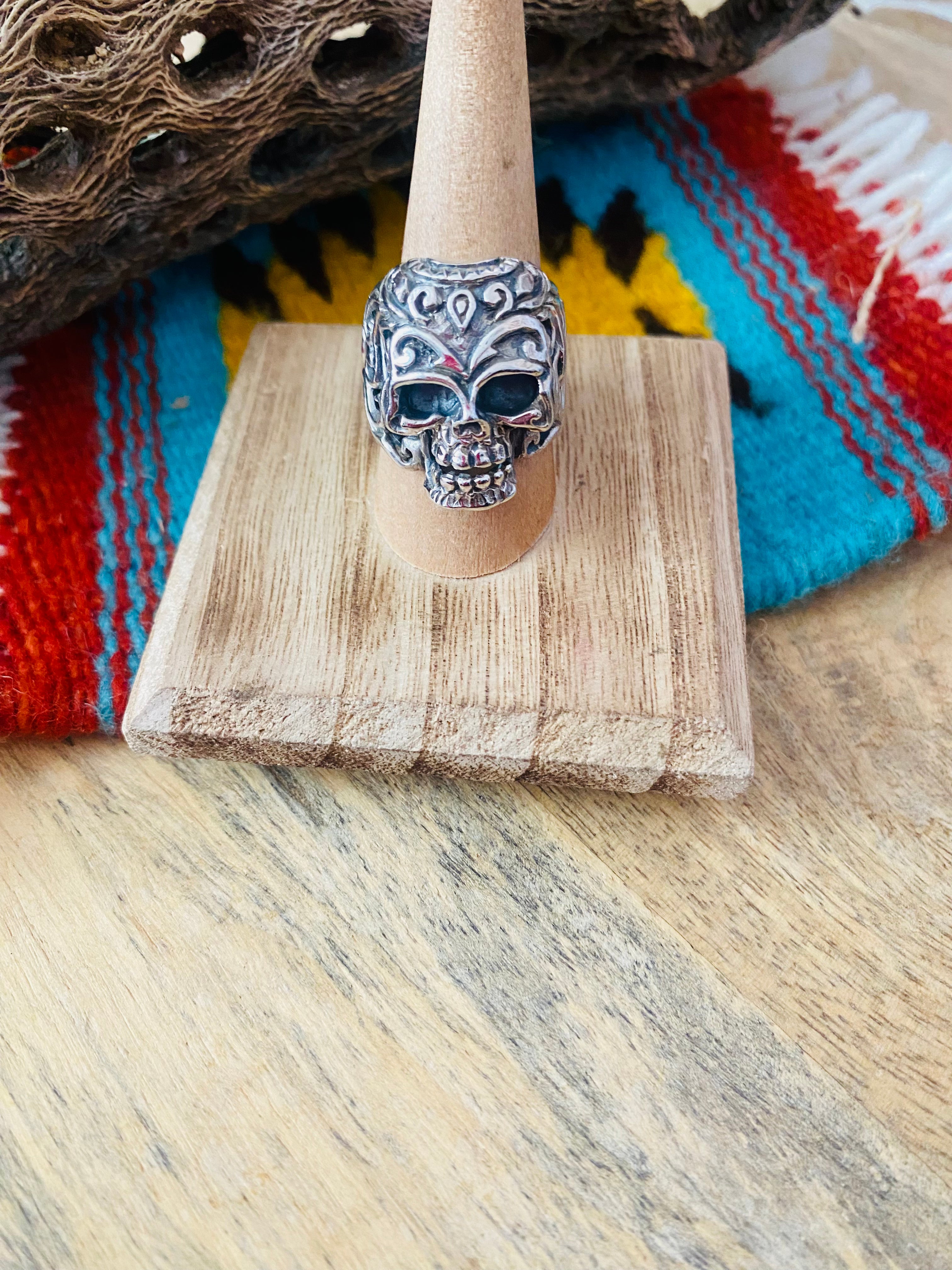 Handmade Sterling Silver Skull Ring Size 9