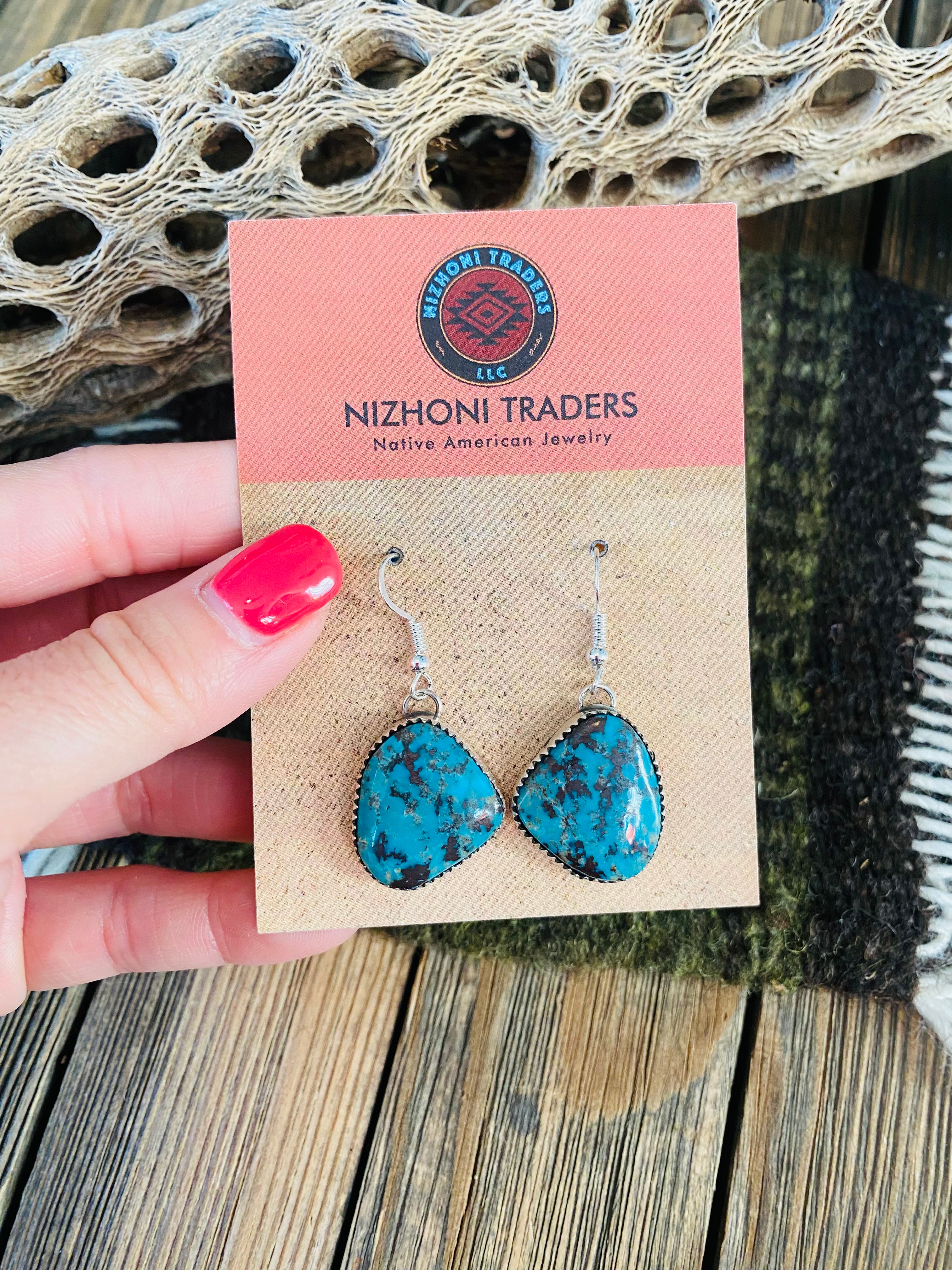 Navajo Turquoise & Sterling Silver Dangle Earrings