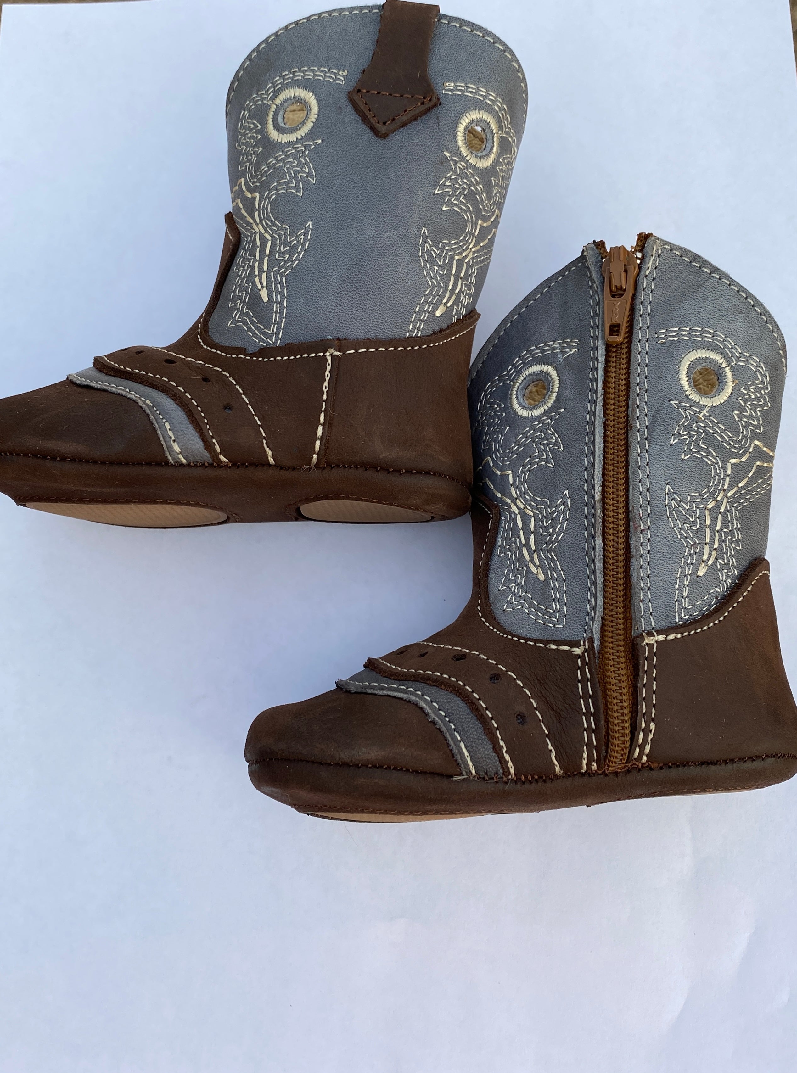 Western Leather infant Baby/ infant/ toddler Boots Grey