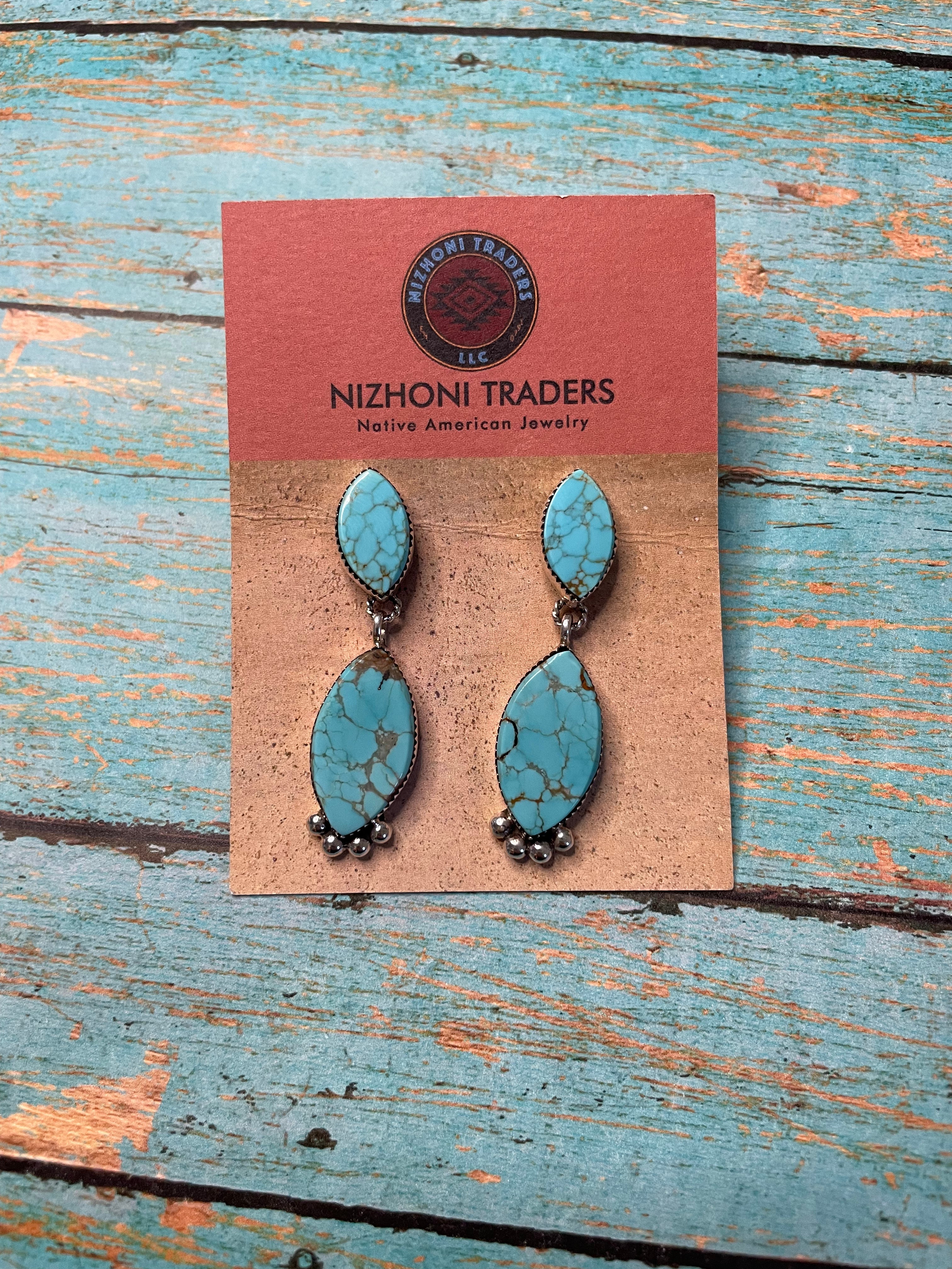 Navajo Sterling Silver Turquoise Dangle Earrings