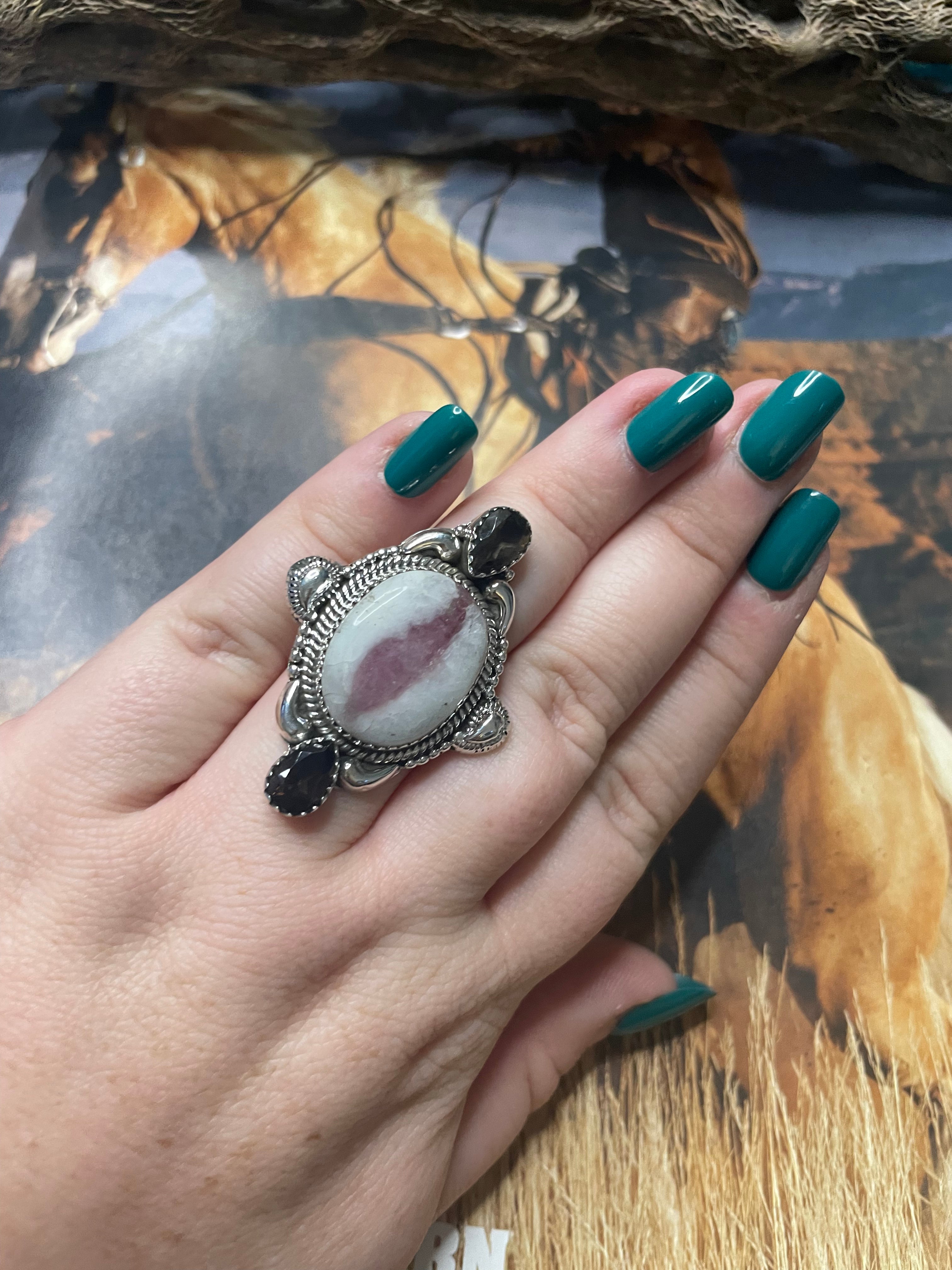 Handmade Tourmaline Quartz Adjustable Ring