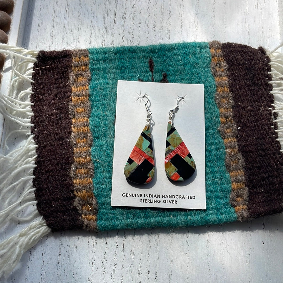 Santo Domingo Multi Stone Inlay Dangle Earrings