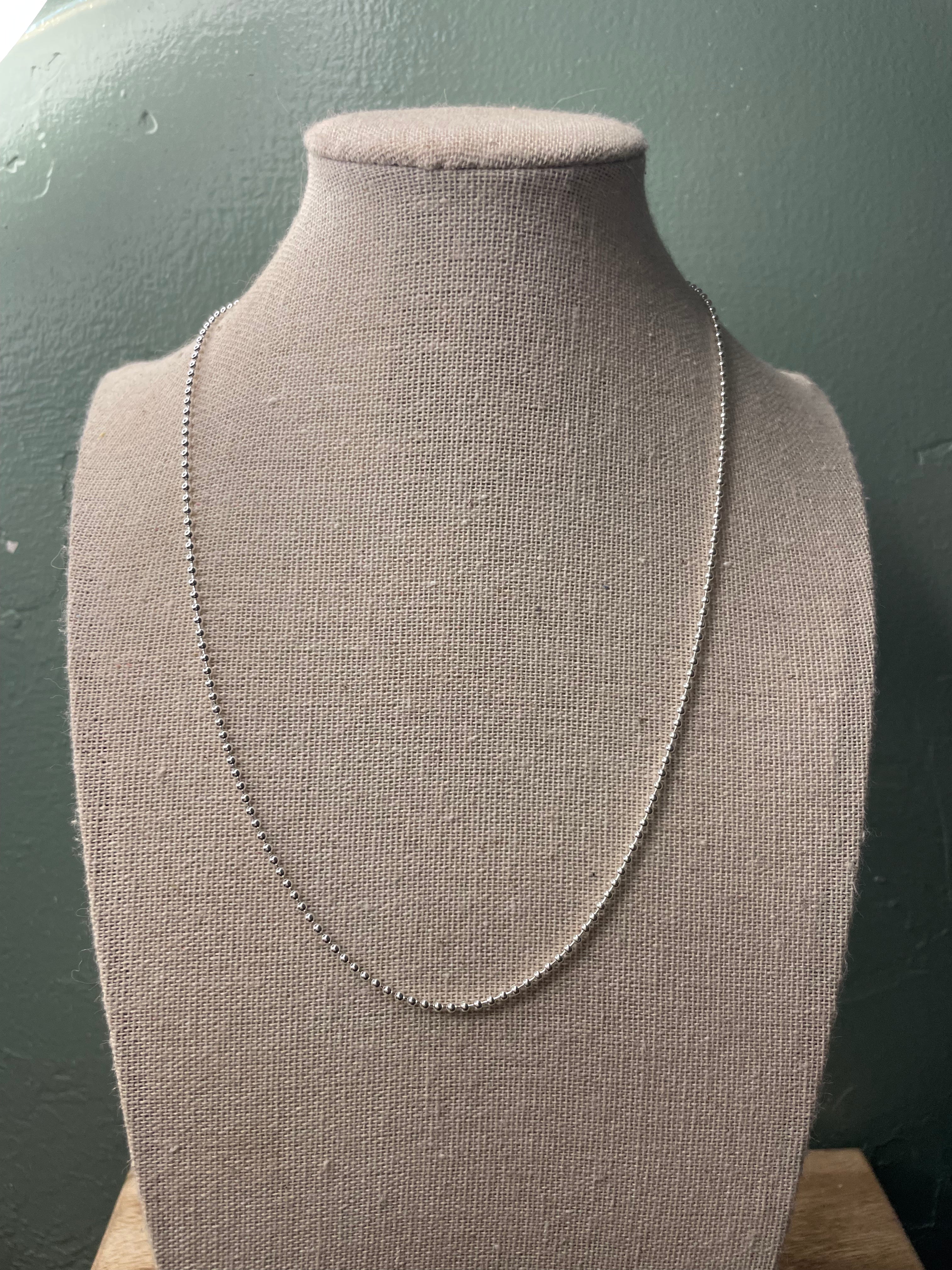 2mm Sterling Silver Pearl Beaded 18” Necklace