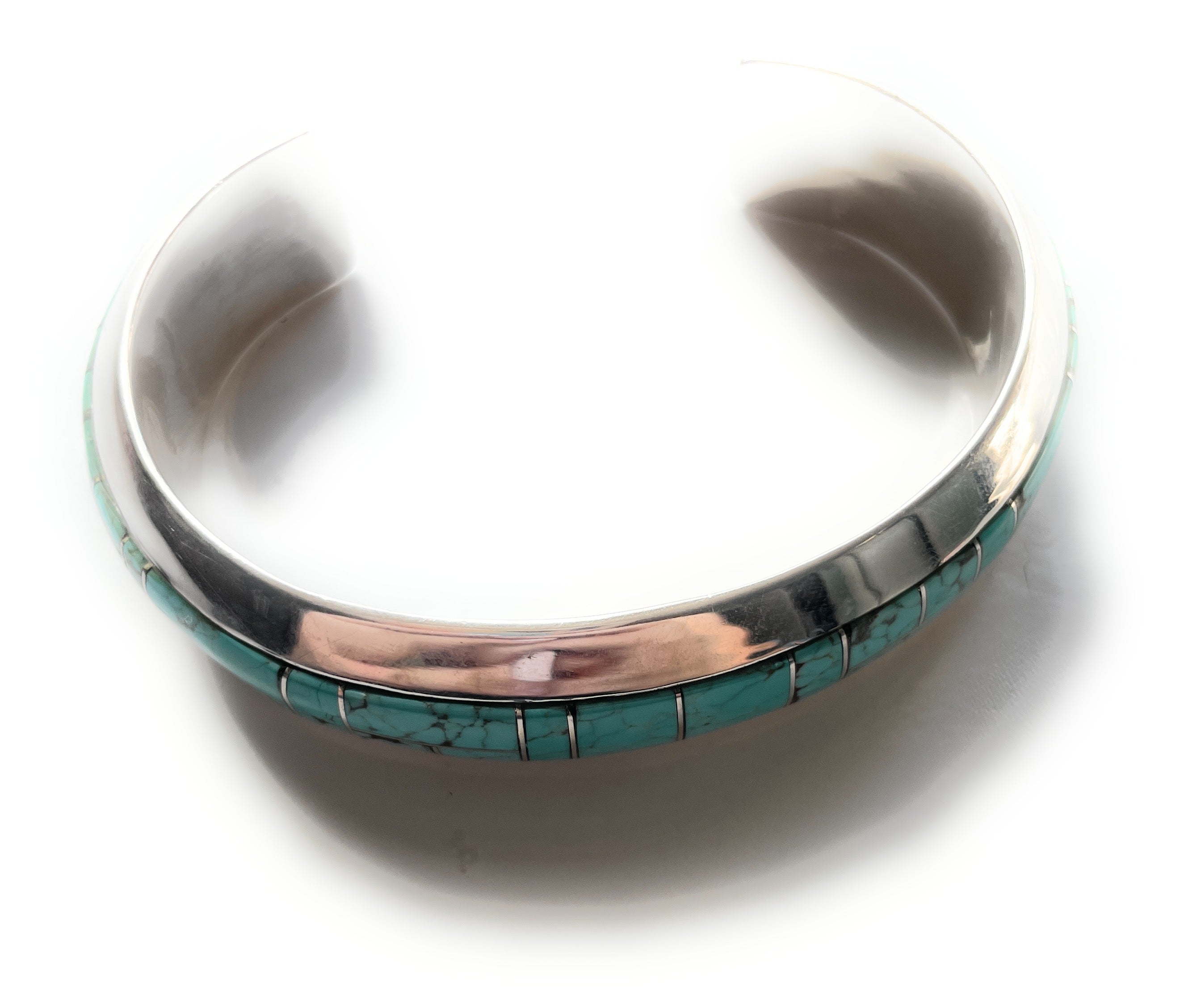 Navajo Handmade Sterling & Number 8 Turquoise Cuff