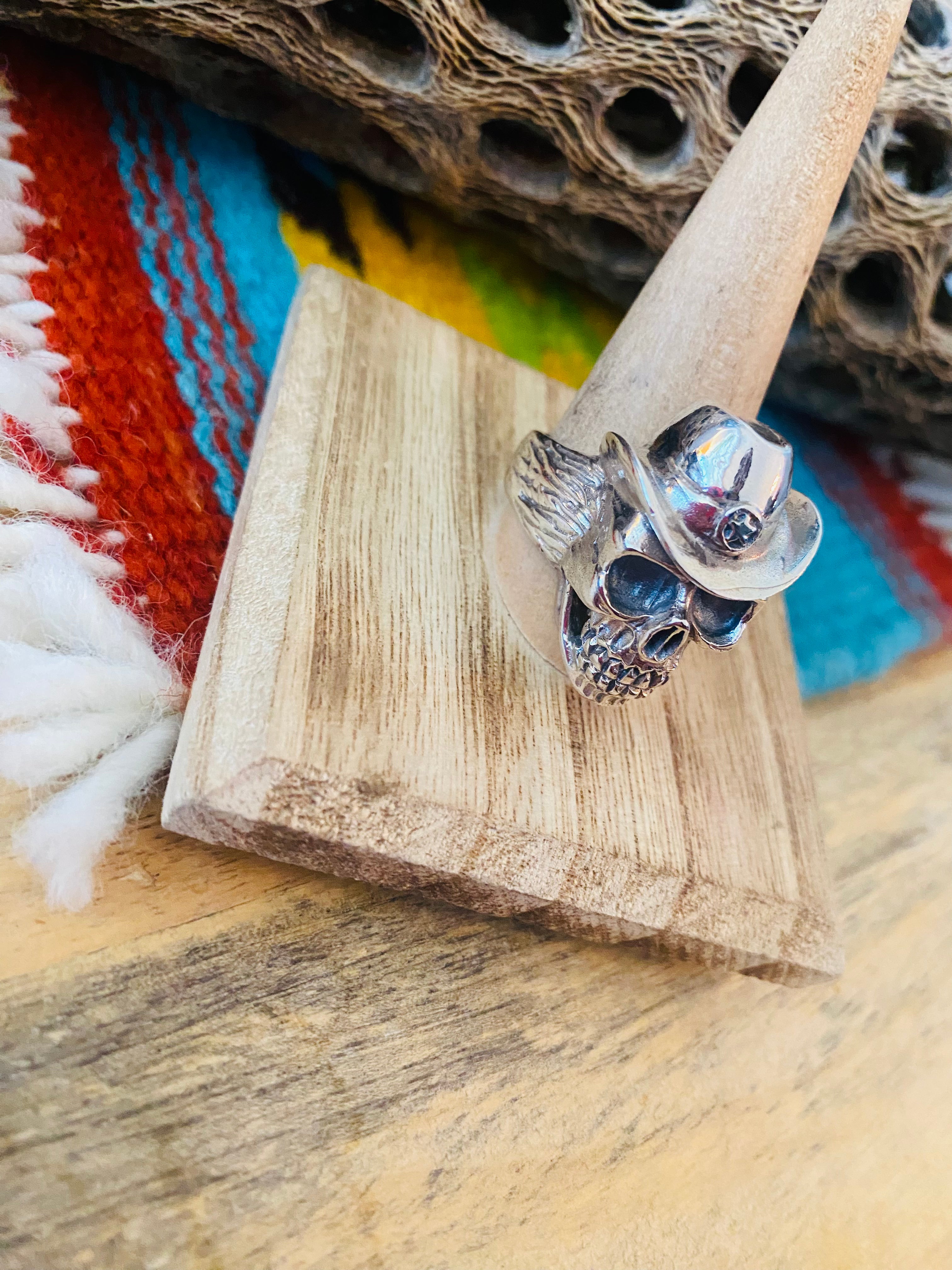 Handmade Sterling Silver Skull Ring Size 11.25