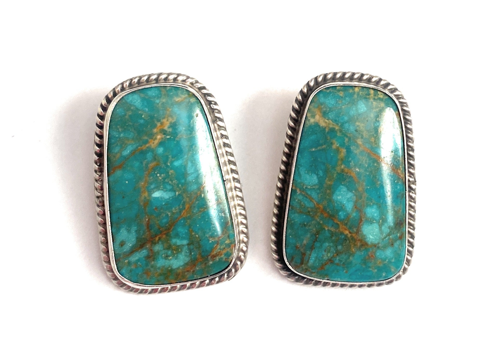 Navajo Sterling Silver & Royston Turquoise Stud Earrings