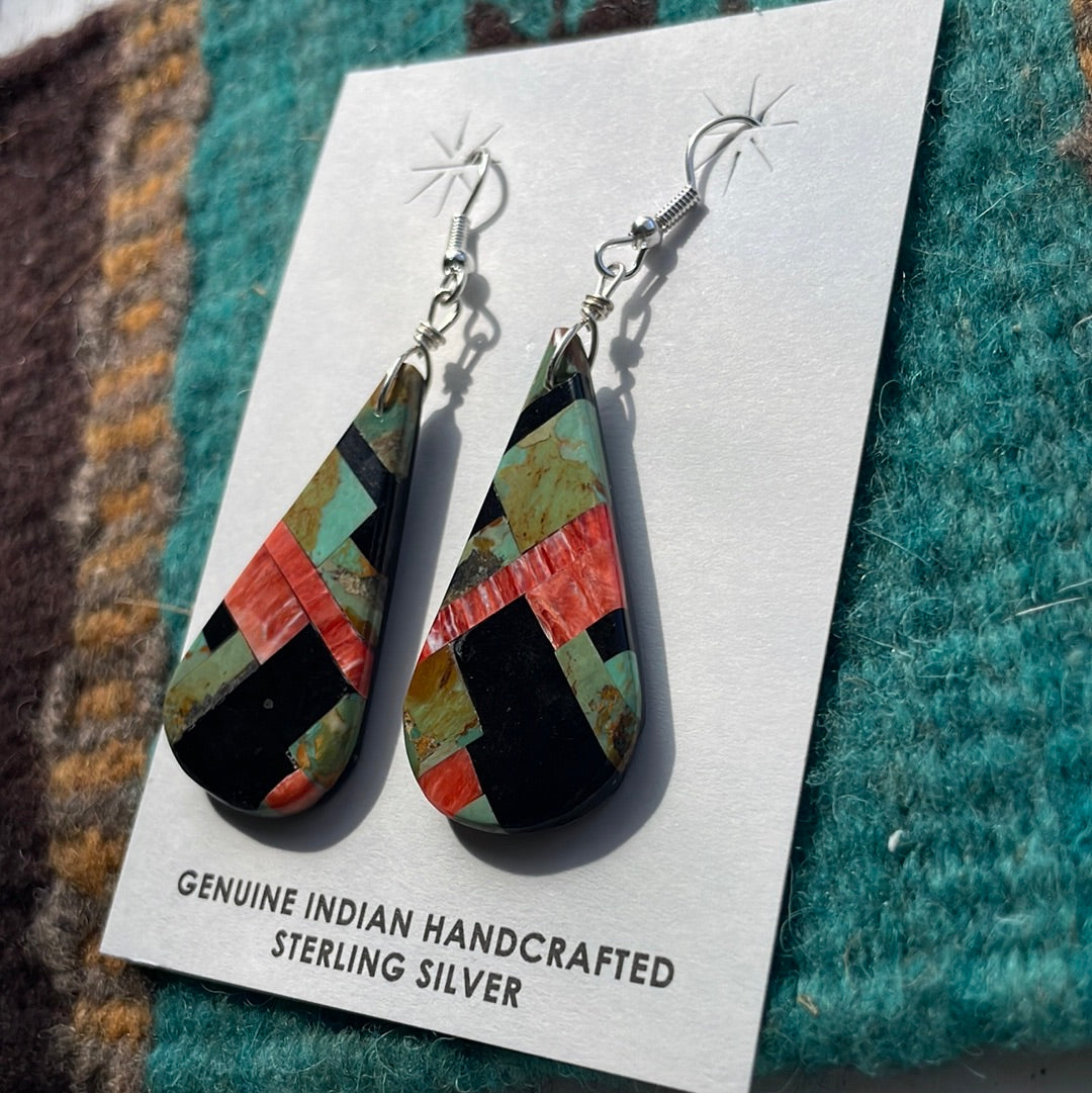 Santo Domingo Multi Stone Inlay Dangle Earrings