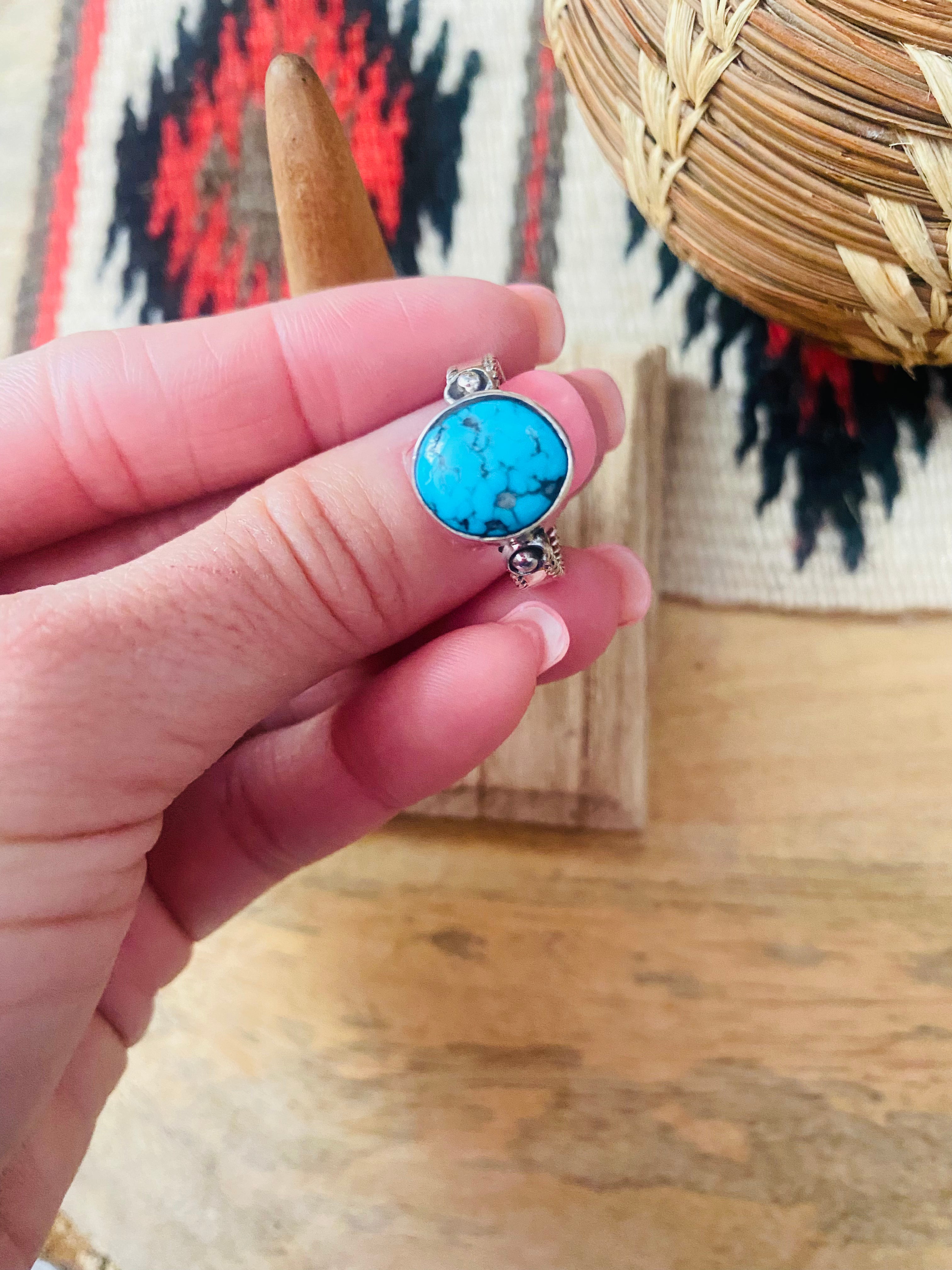 Navajo Kingman Turquoise & Sterling Silver Ring