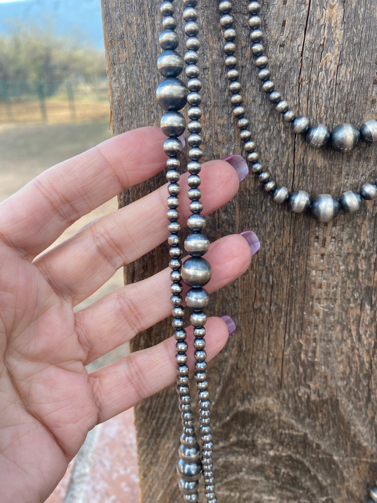 Sterling silver online graduated bead necklace