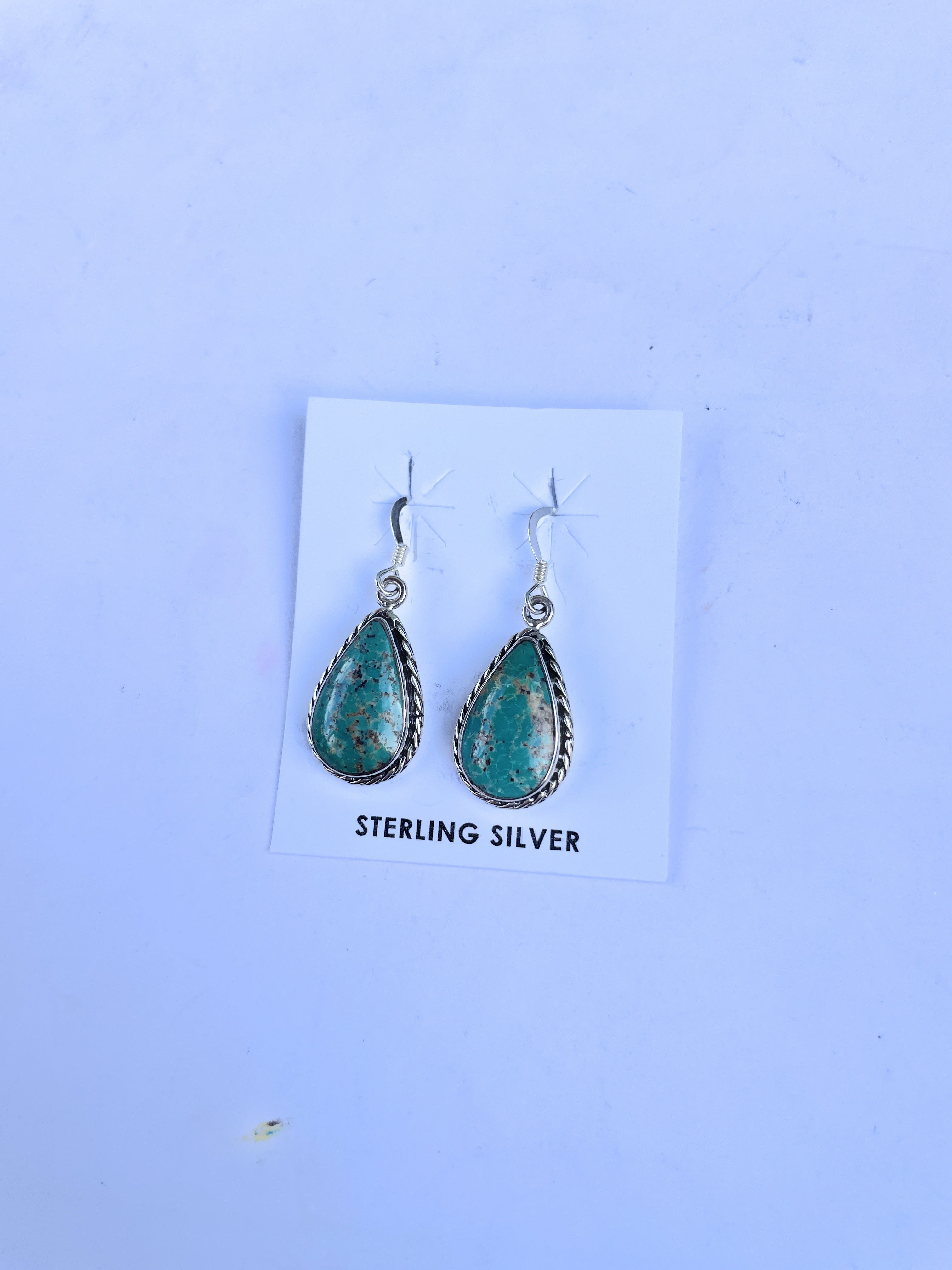 Navajo Turquoise And Sterling Silver Dangle Earrings