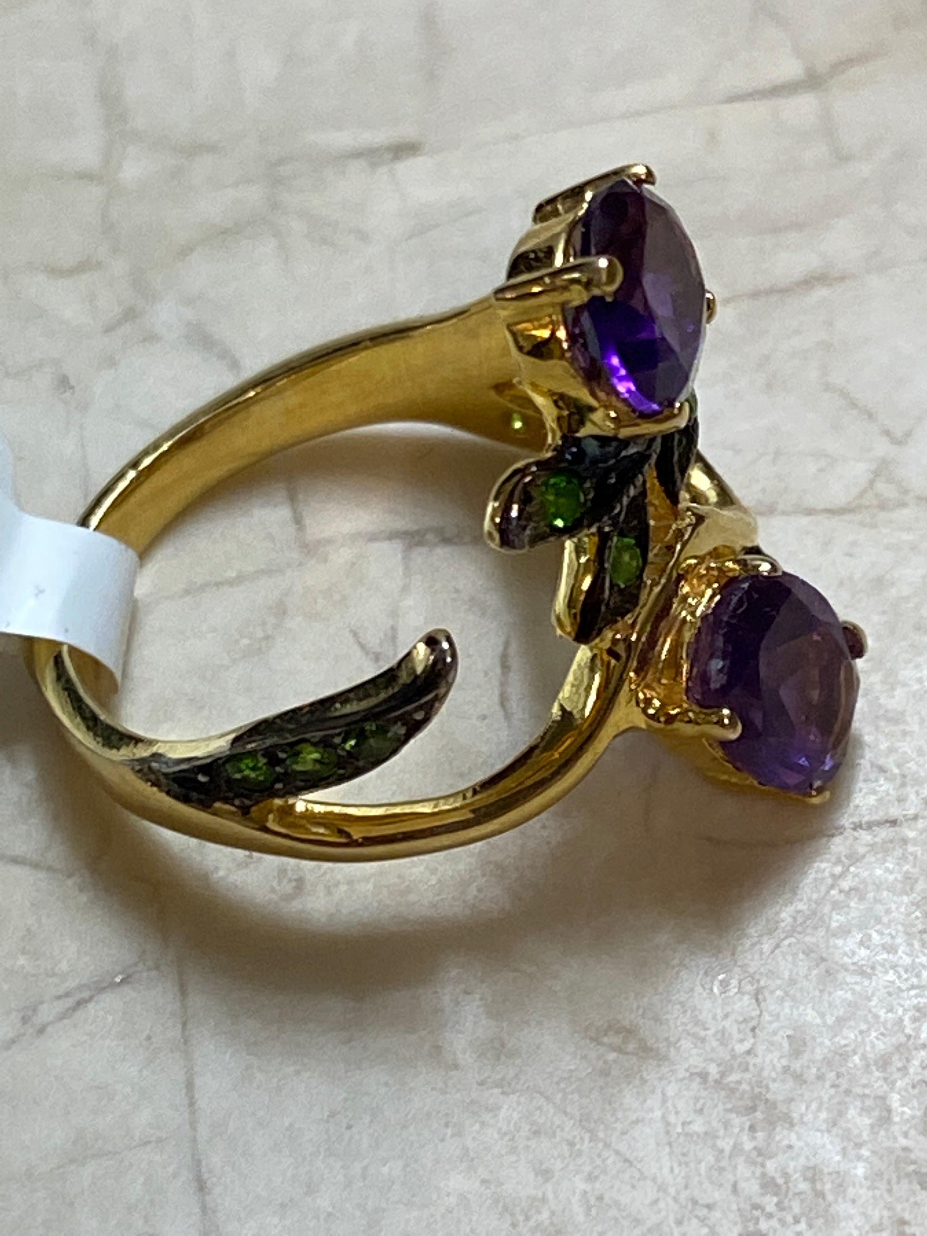 Amethyst Tsavorite Ring 6.5