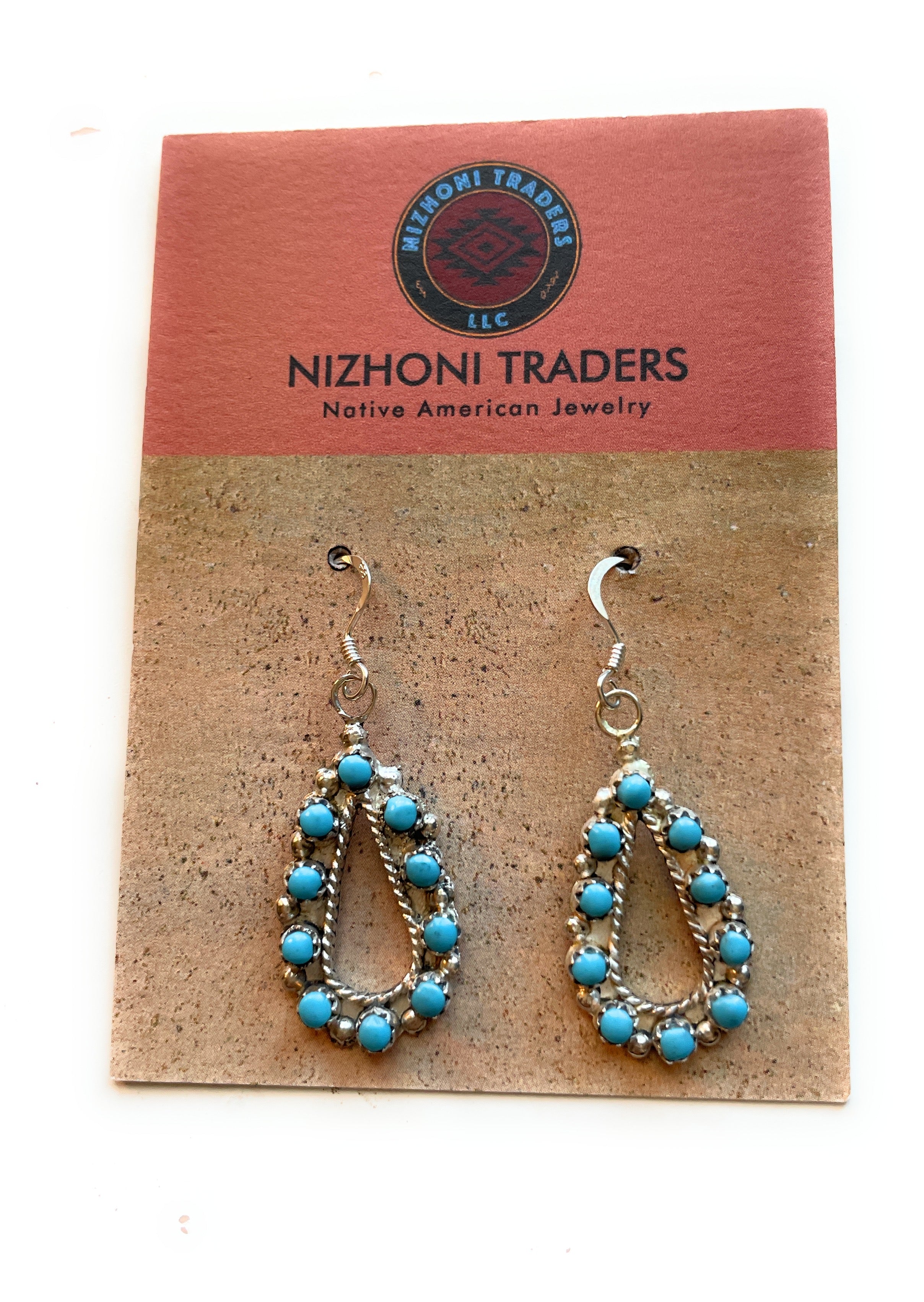 Zuni Sterling Silver & Turquoise Dangle Earrings