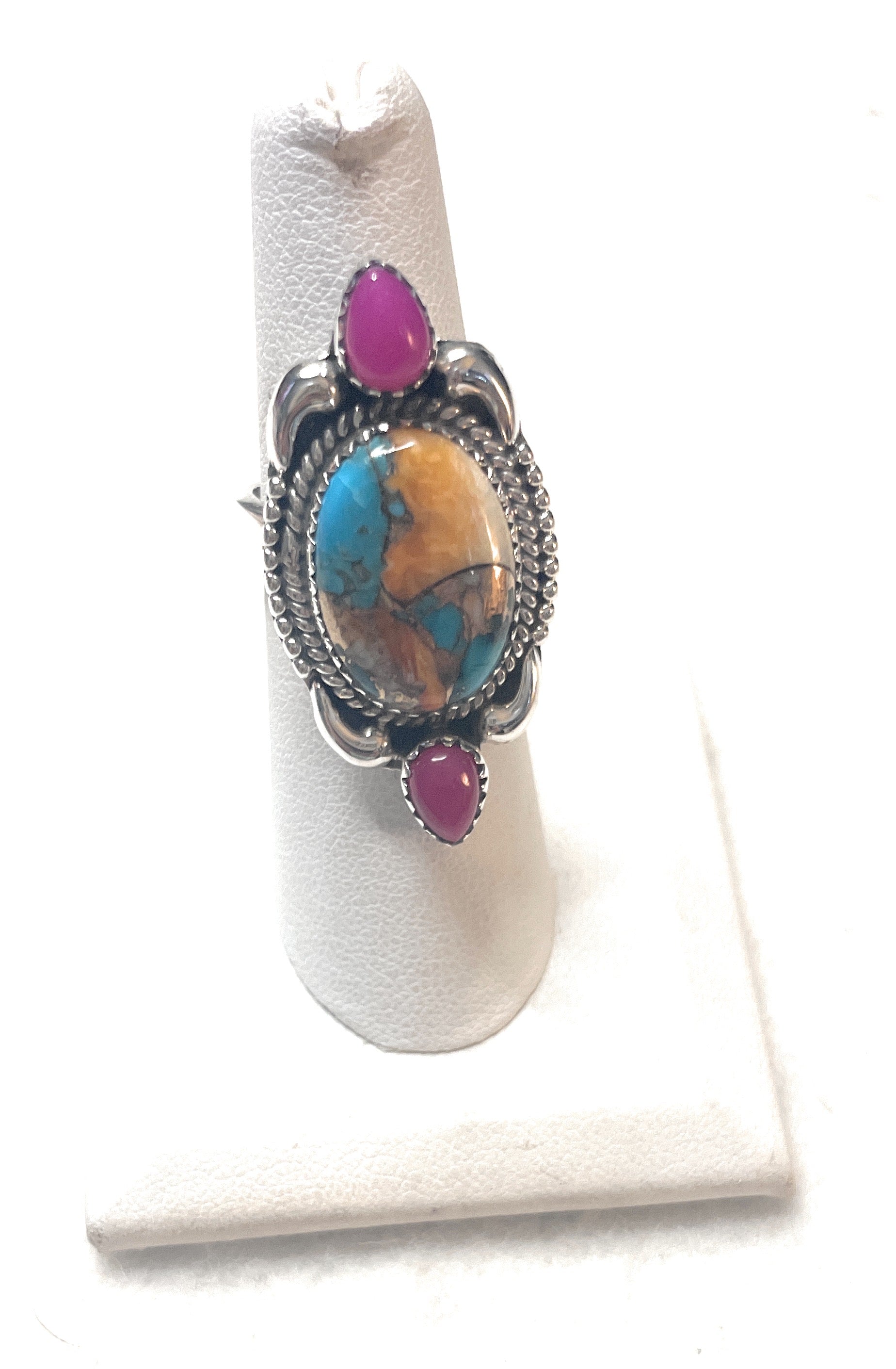 Handmade Spice & Pink Onyx Adjustable Ring