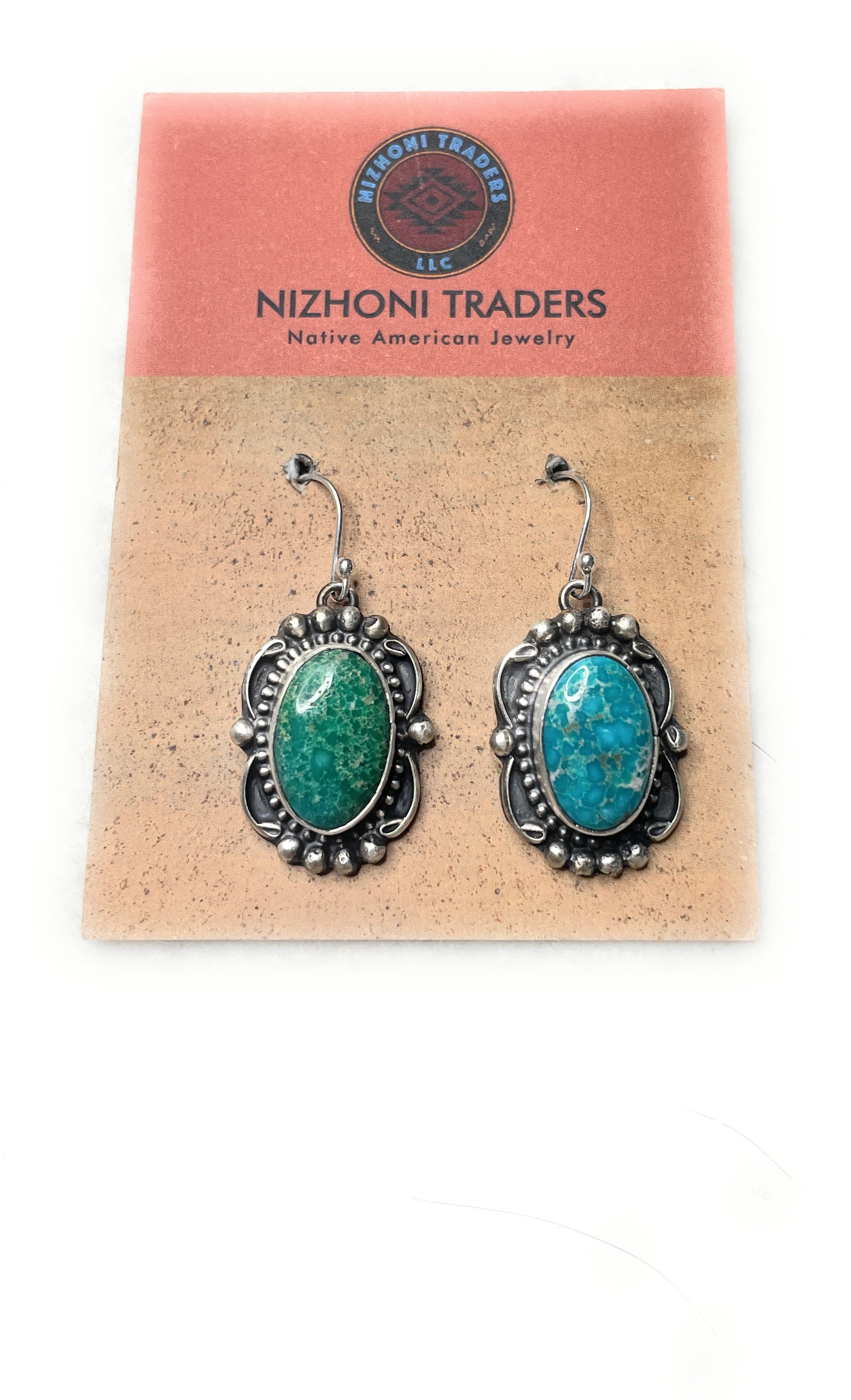 Navajo Sterling Silver & Turquoise Dangle Earrings Signed Sheila Becenti