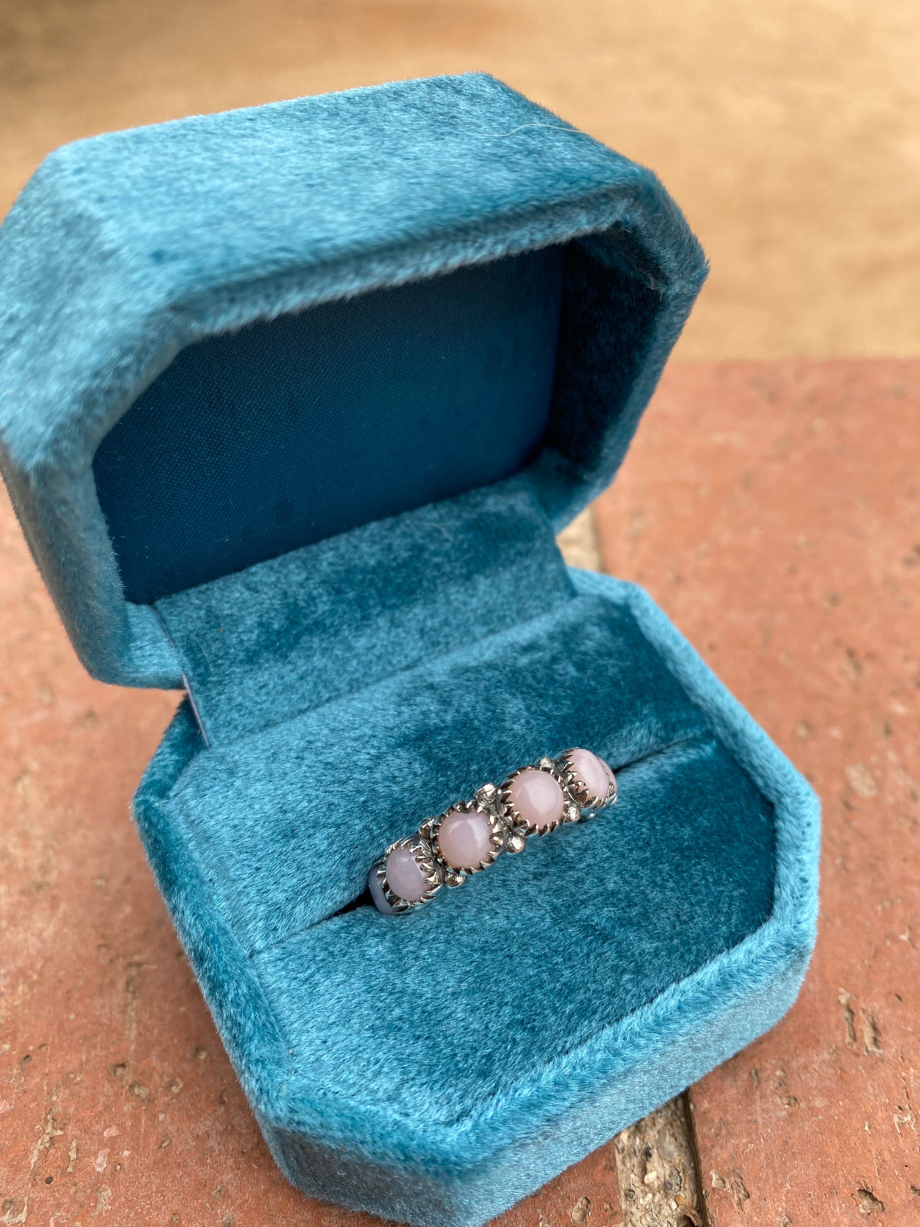 Pink Opal & Sterling Silver Eternity Band