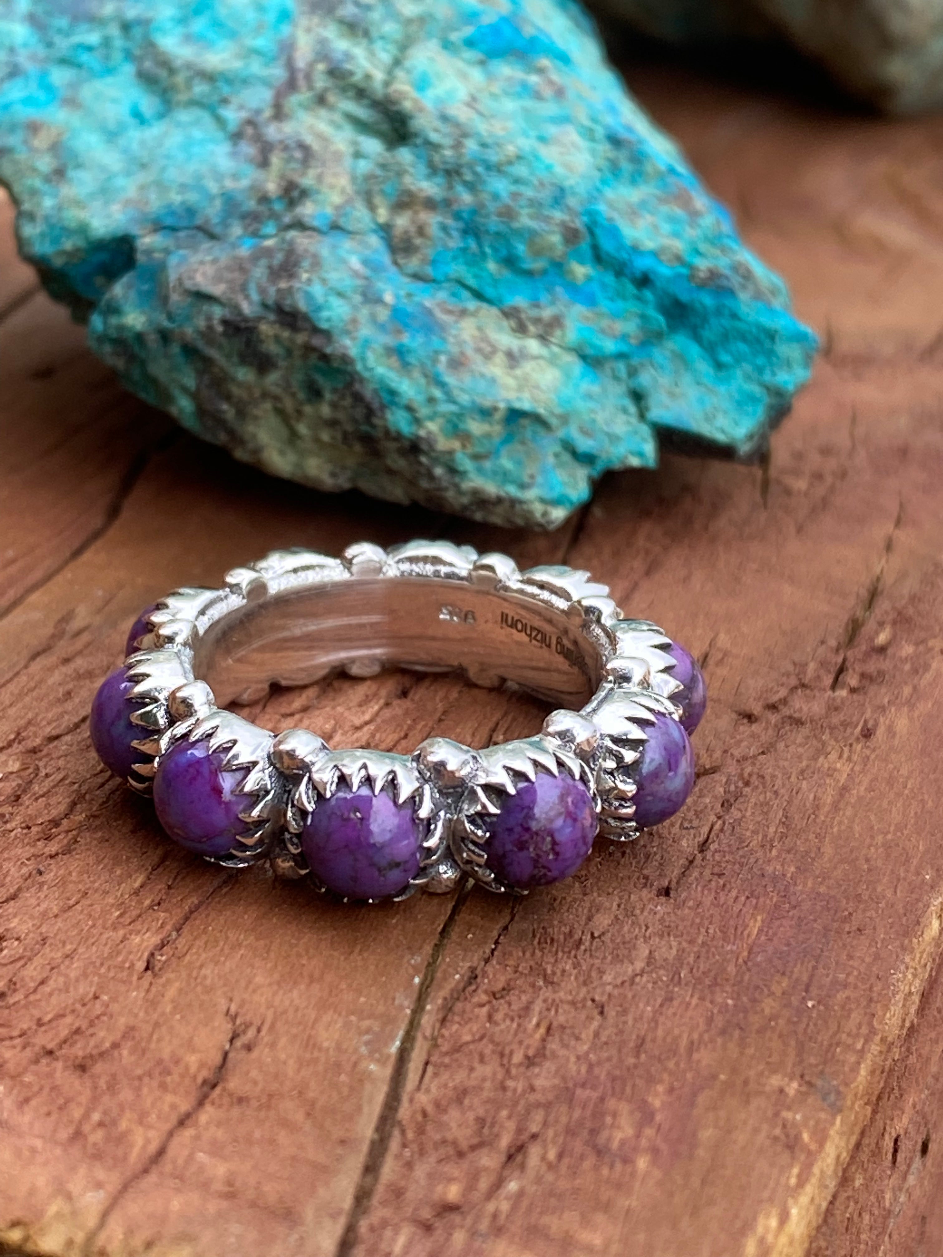 Purple Mojave Turquoise Sterling Silver Eternity Band