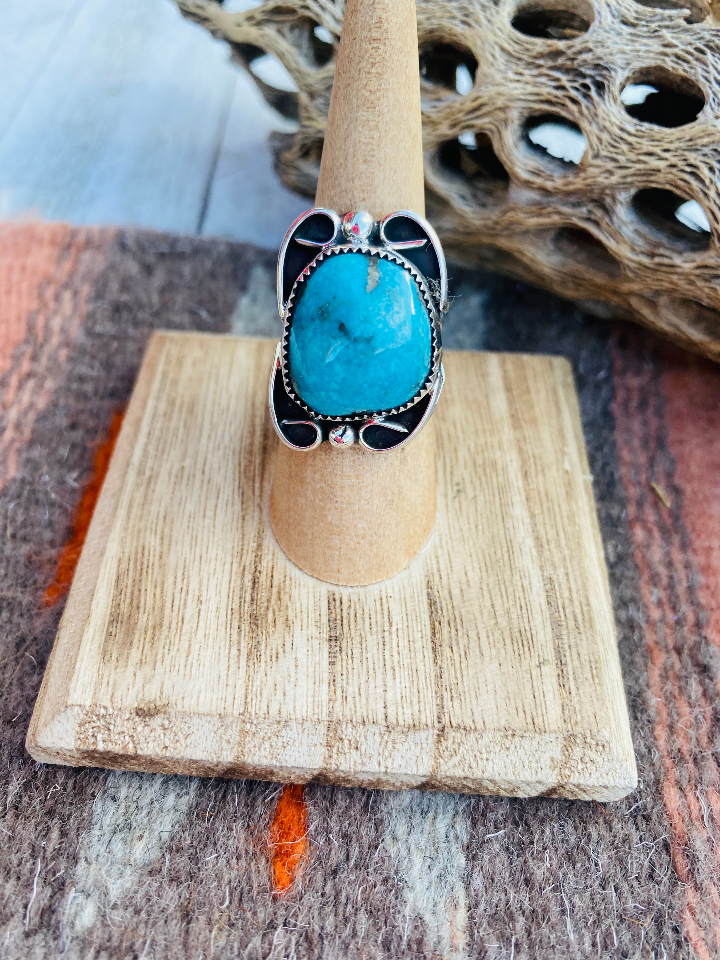 Navajo Turquoise & Sterling Silver Ring Size 6