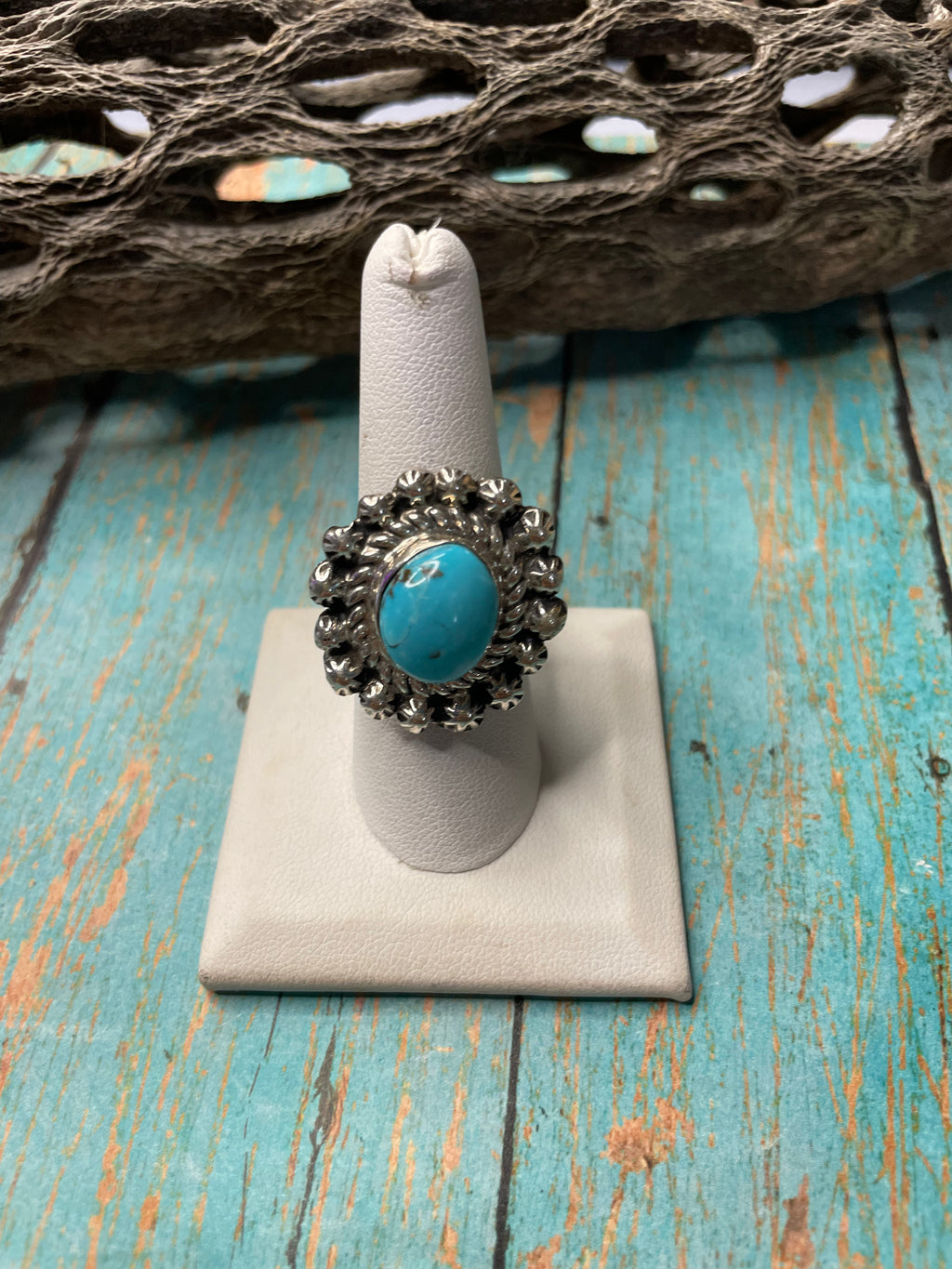 Old pawn/vintage southwestern style turquoise and sterling silver ring, size 10 store