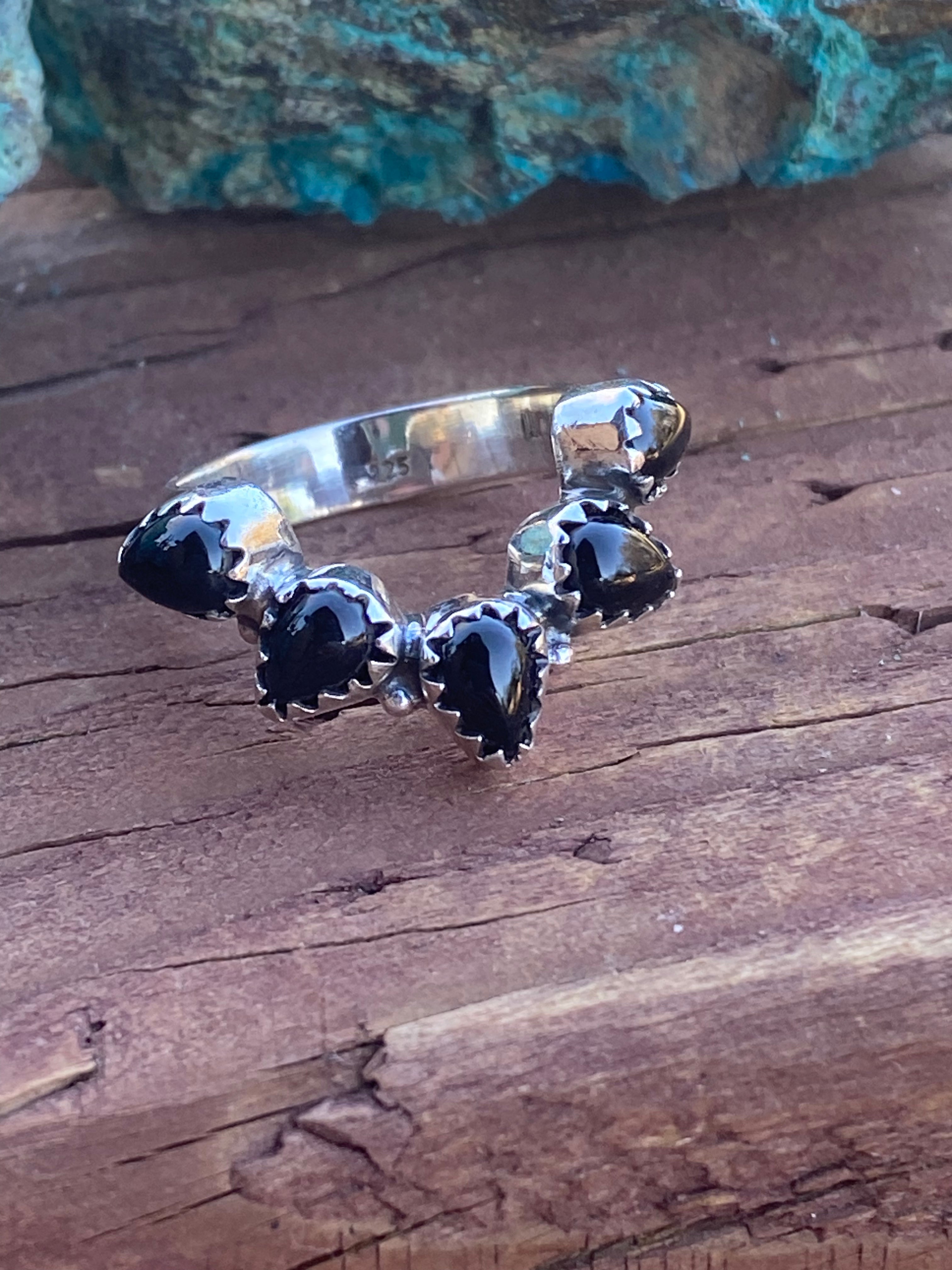 Black Onyx & Sterling Silver Monarch Band