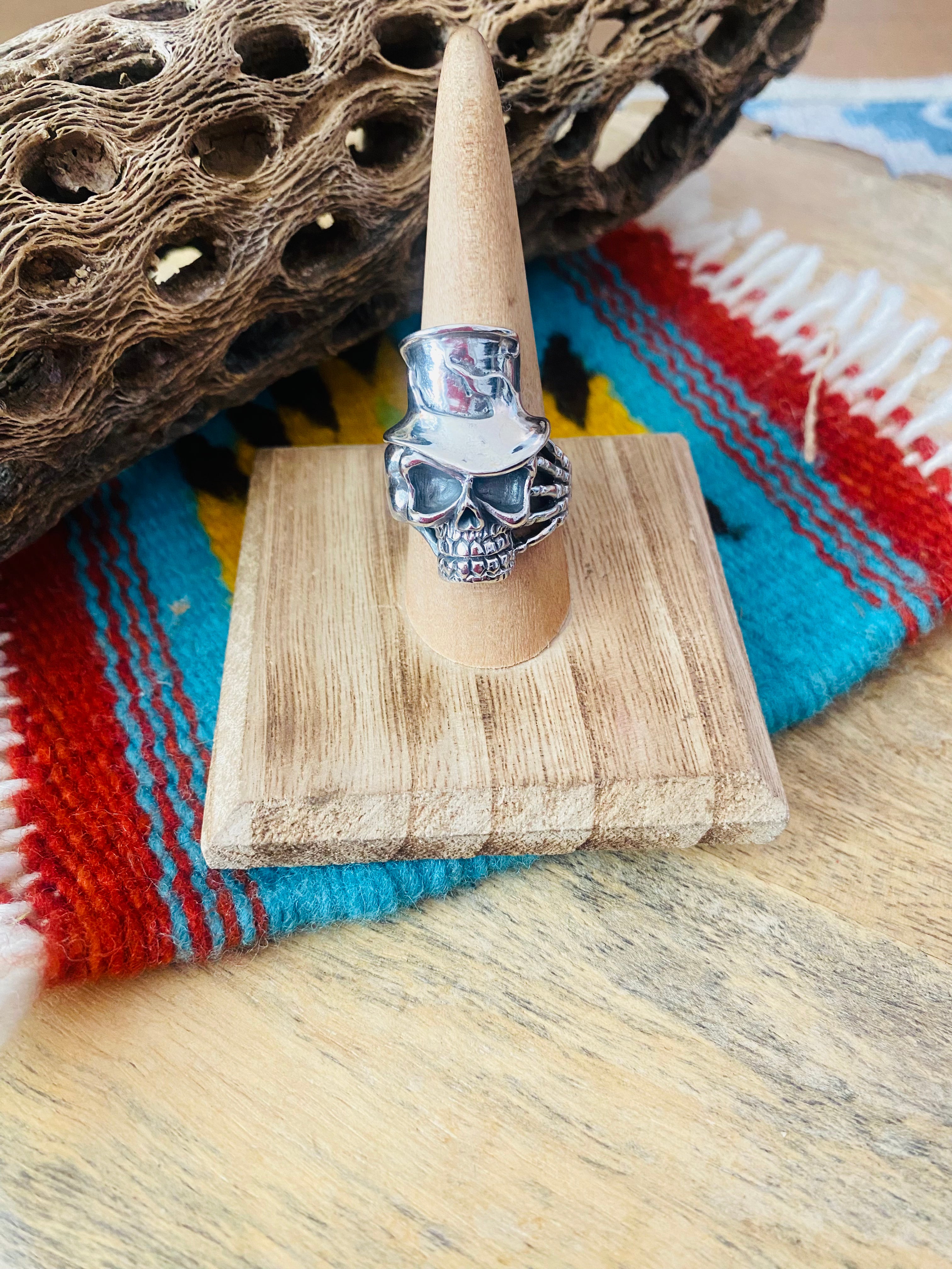 Handmade Sterling Silver Skull Ring Size 8.5