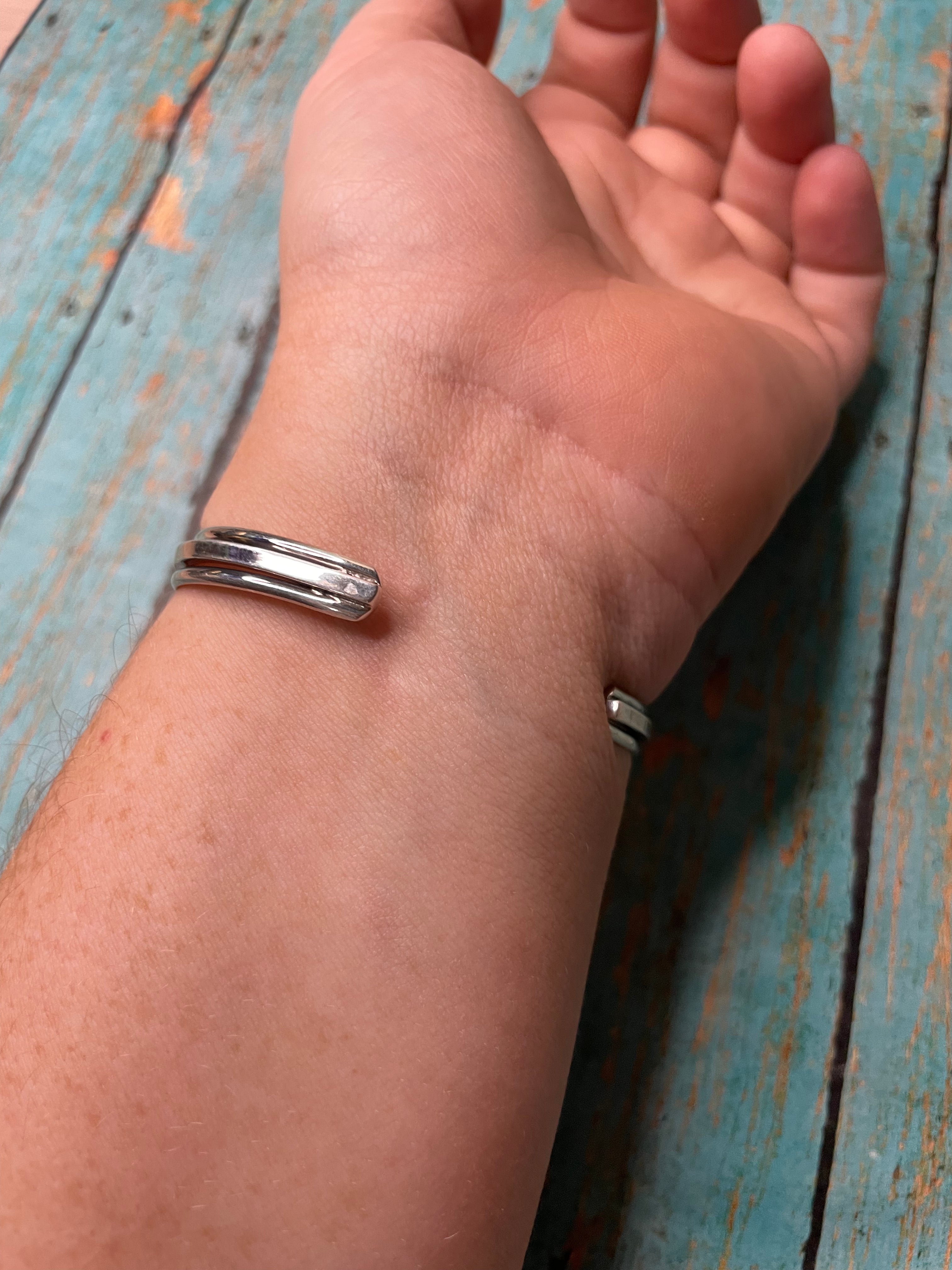 Navajo Sterling Silver & Turquoise Stacker Cuff Bracelet