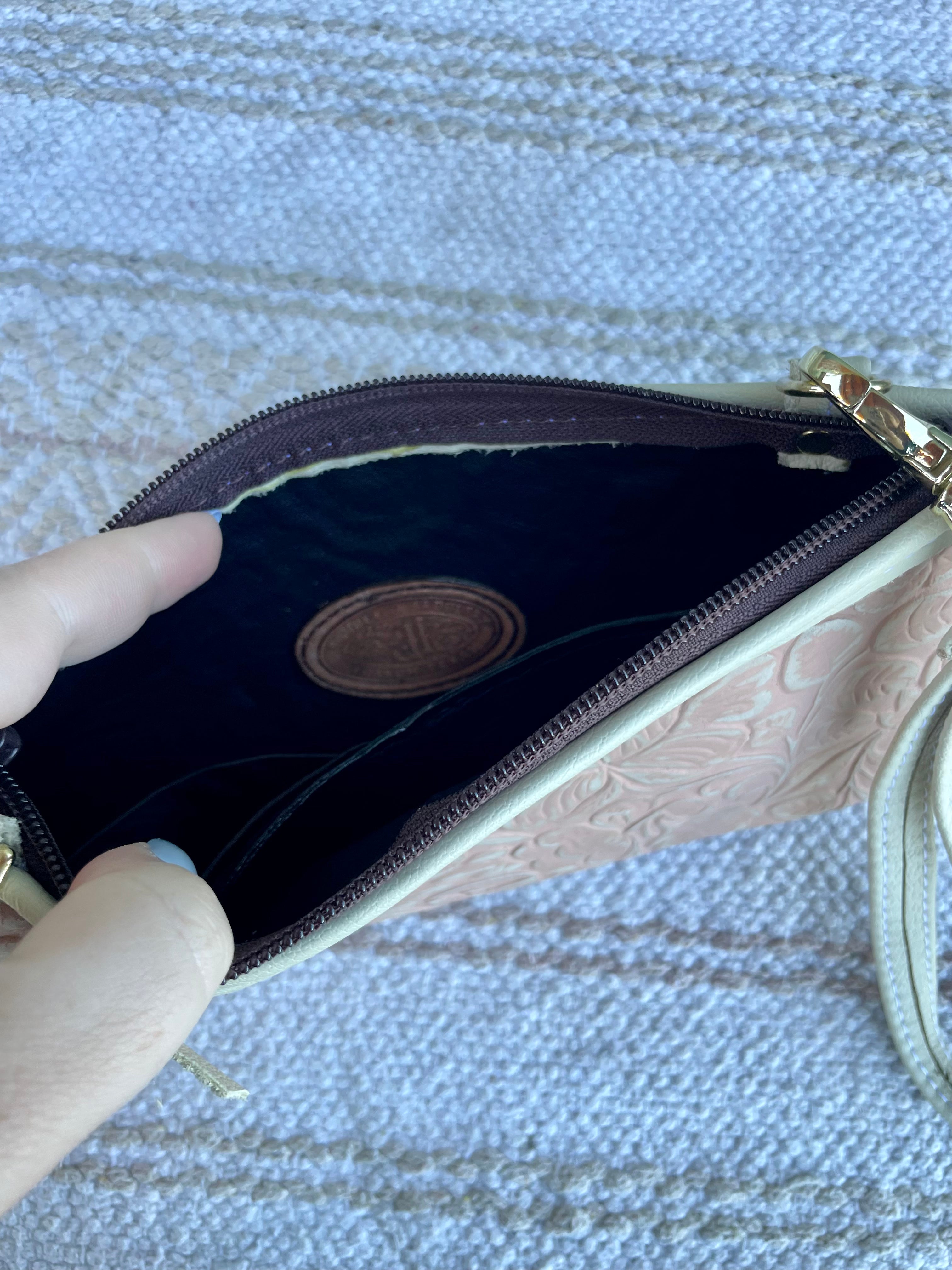 Handmade Rose Leather Clutch Purse