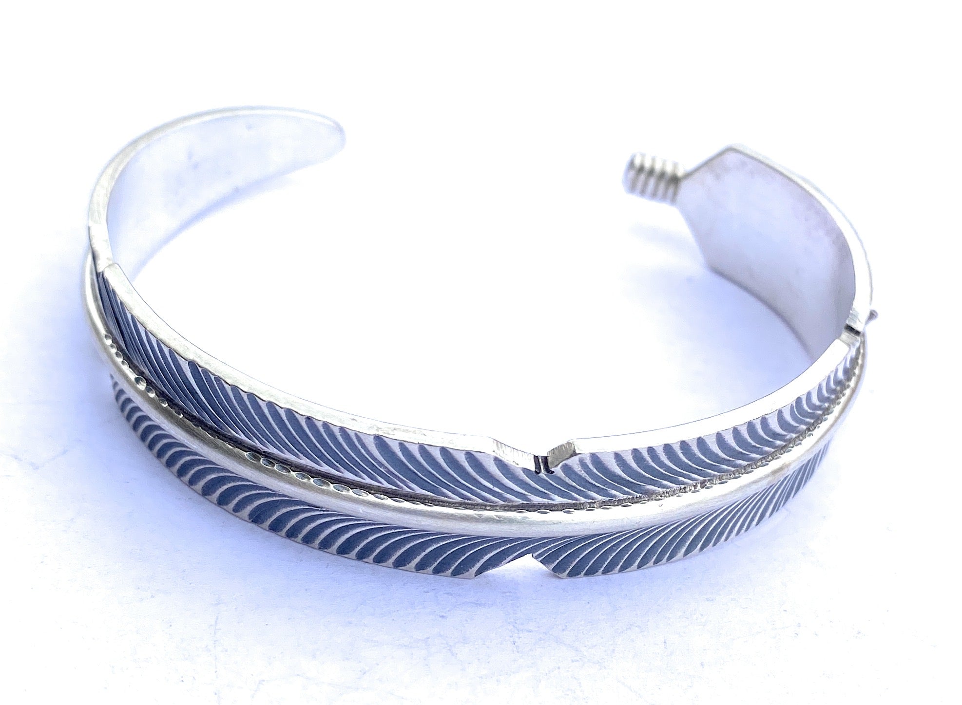 Navajo Sterling Silver Hand Crafted Feather Cuff Bracelet