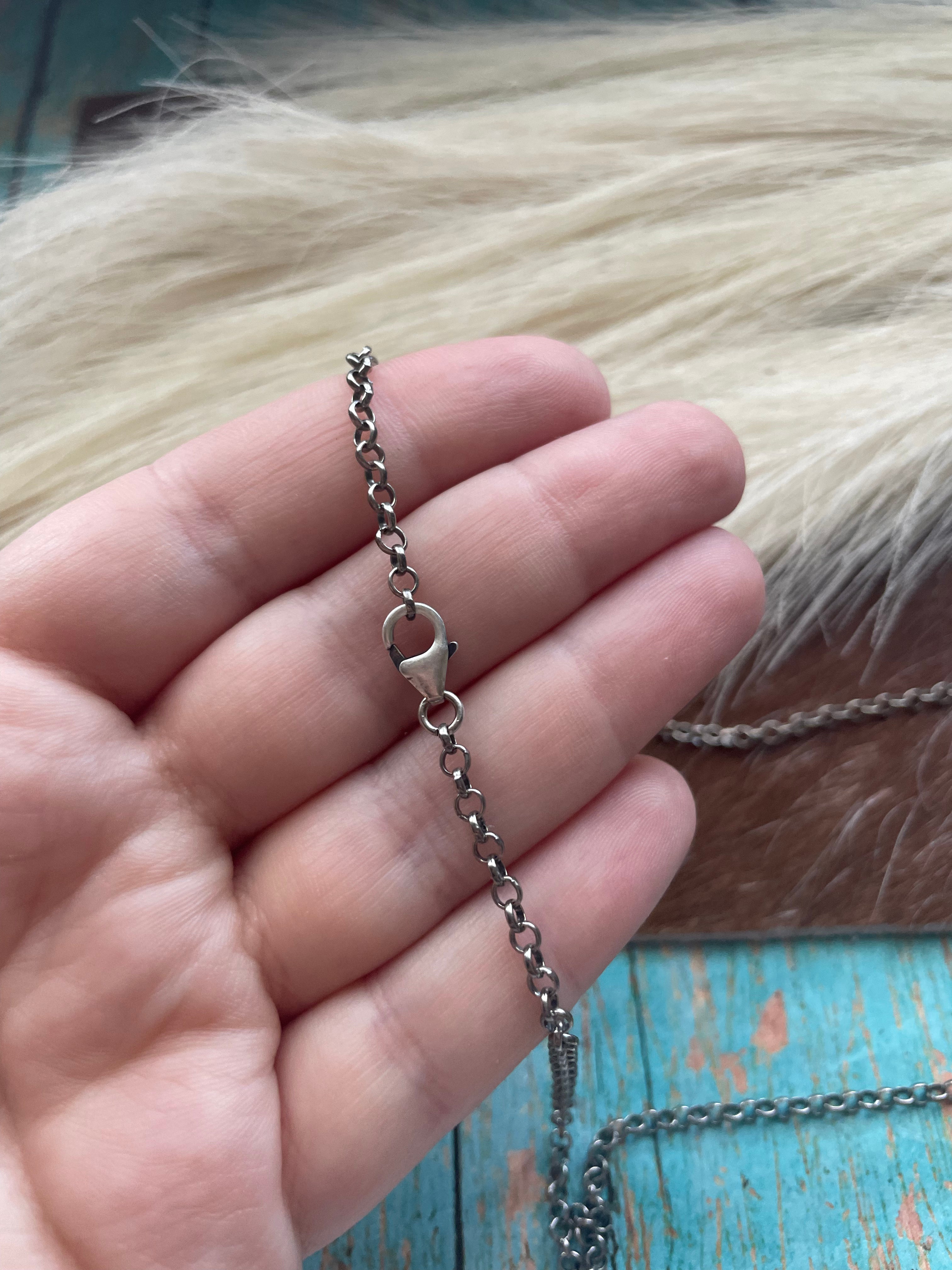 Navajo Bar Necklace Sterling Silver & Turquoise By Jacqueline Silver