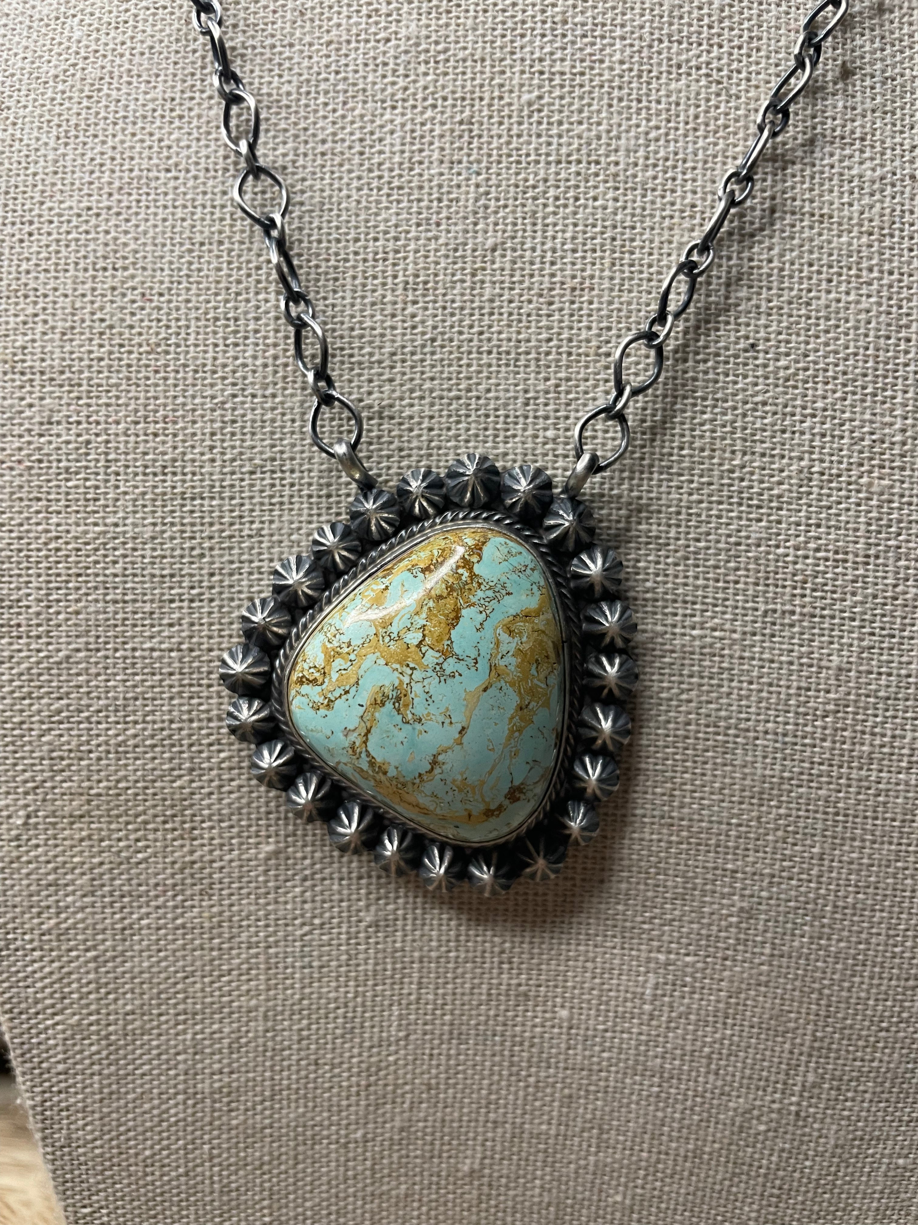 Navajo Sterling Silver And Turquoise Necklace By Tom Loy