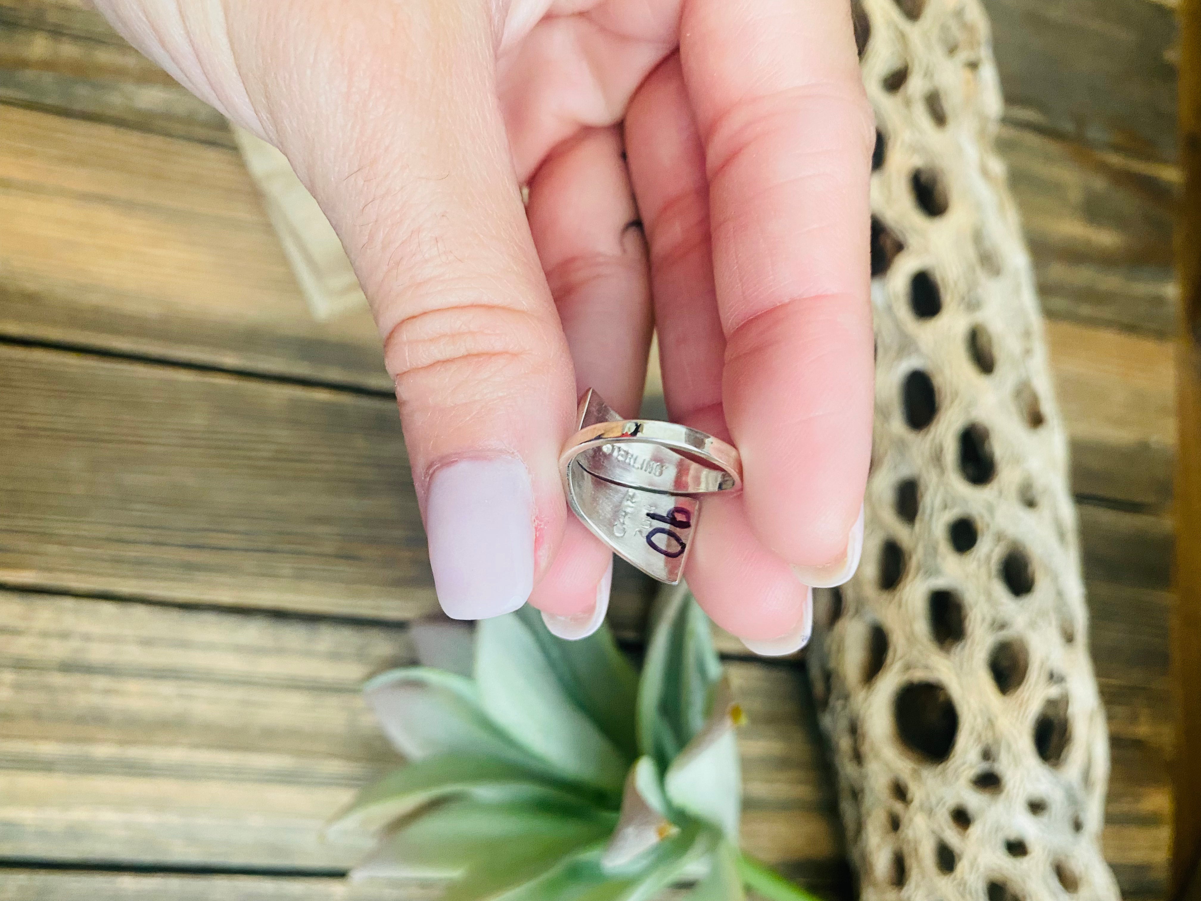 Zuni Sterling Silver & Multi Stone Inlay Adjustable Ring