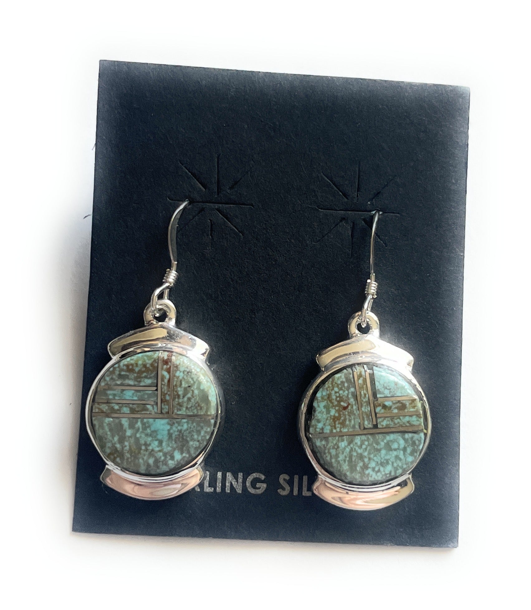 Navajo Number 8 Turquoise & Sterling Silver Dangle Earrings