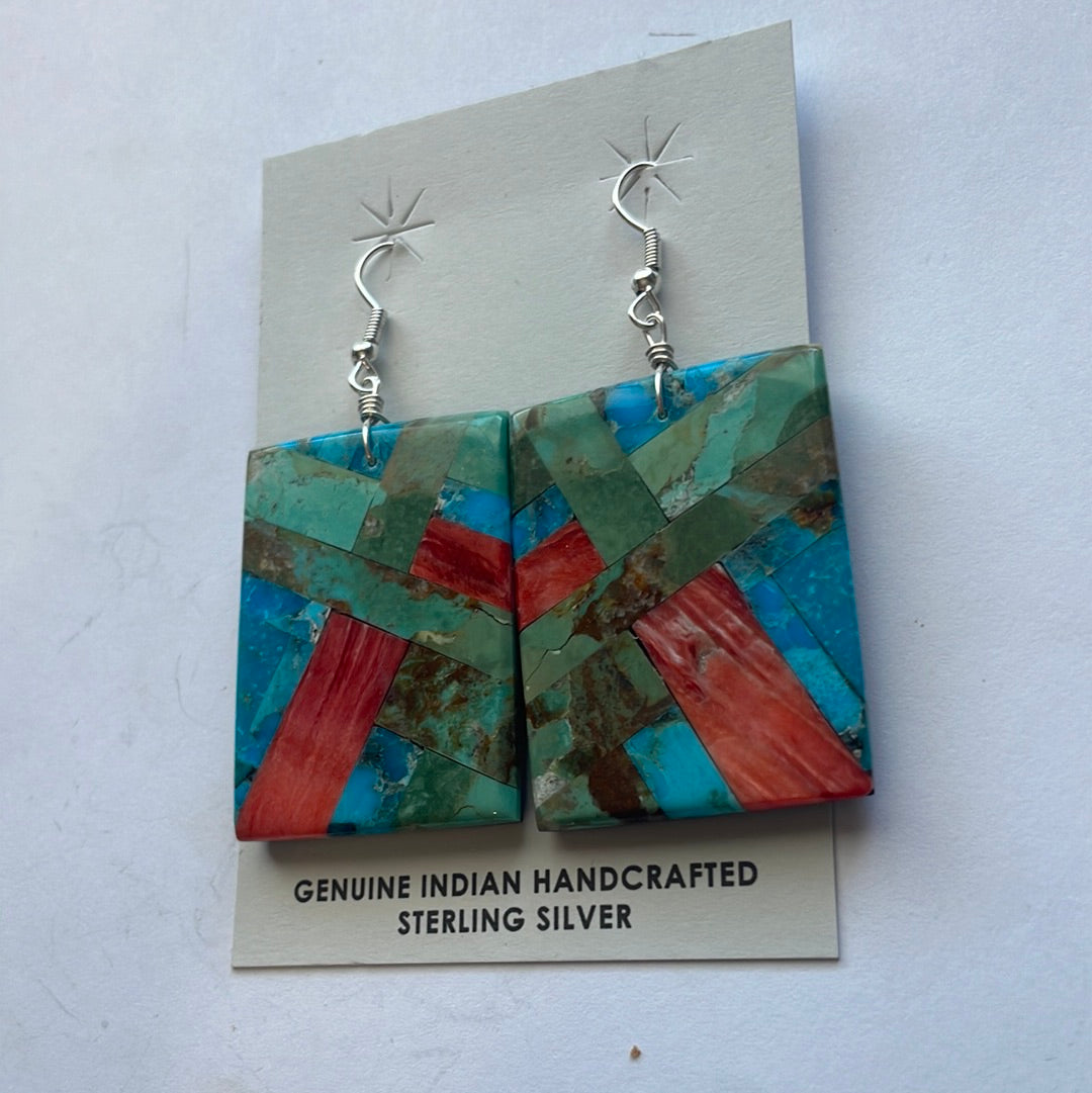 Santo Domingo Multi Stone Inlay Dangle Earrings