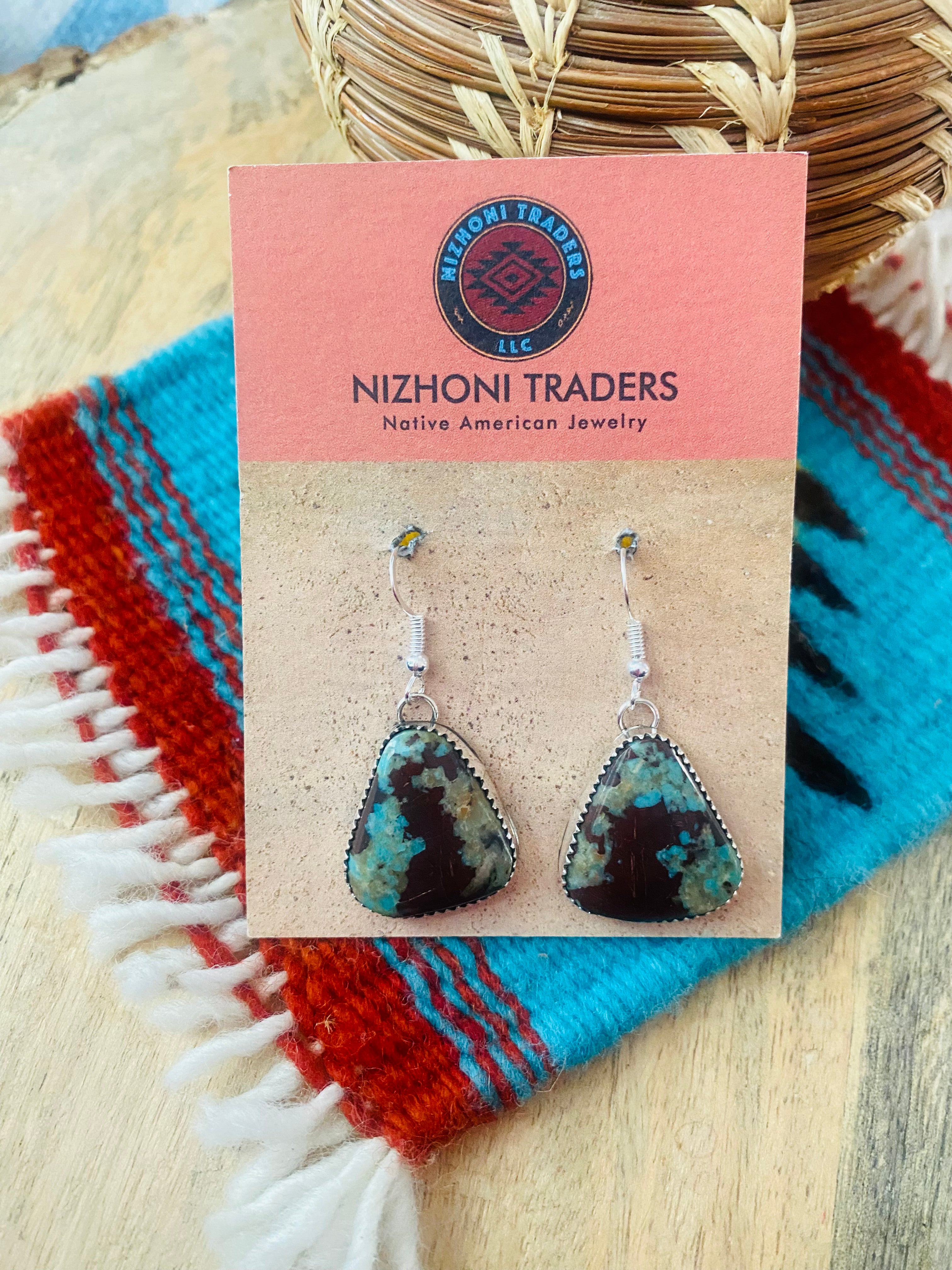 Navajo Turquoise & Sterling Silver Dangle Earrings