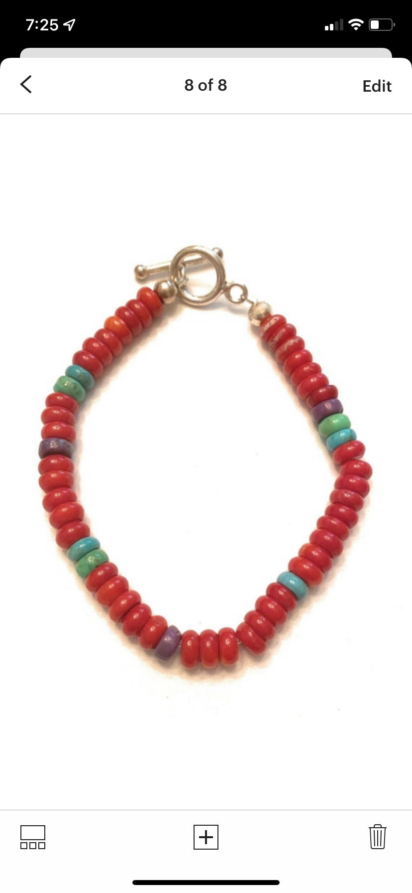 Navajo Coral & Multi Stone Sterling Silver Beaded Bracelet