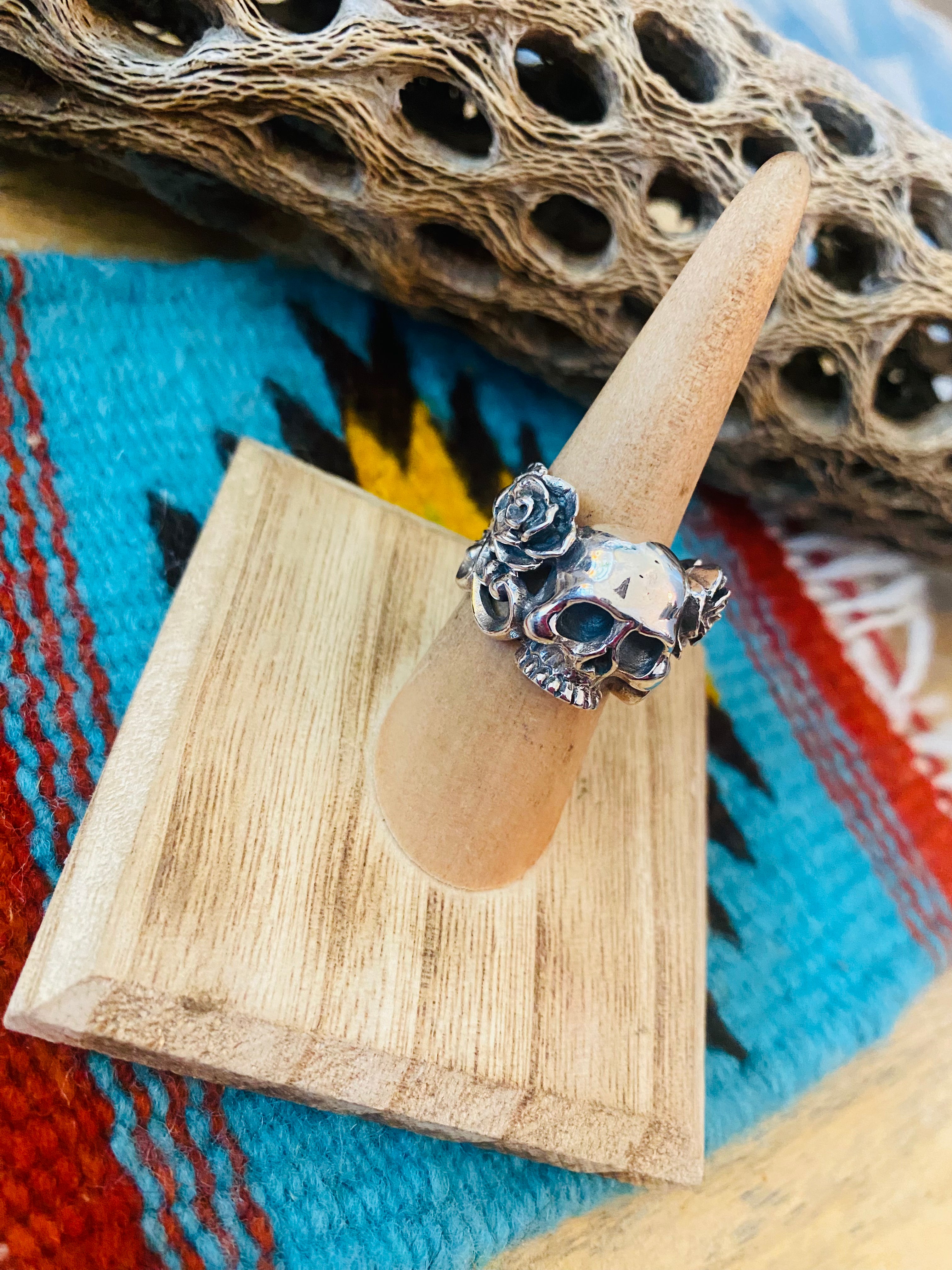 Handmade Sterling Silver Skull Ring Size 6