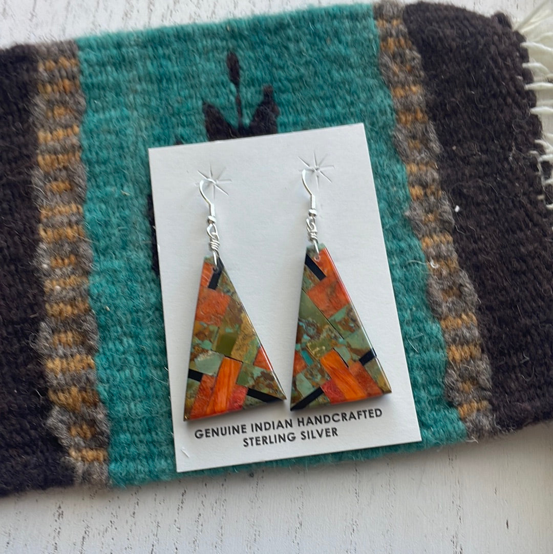 Santo Domingo Multi Stone Inlay Dangle Earrings