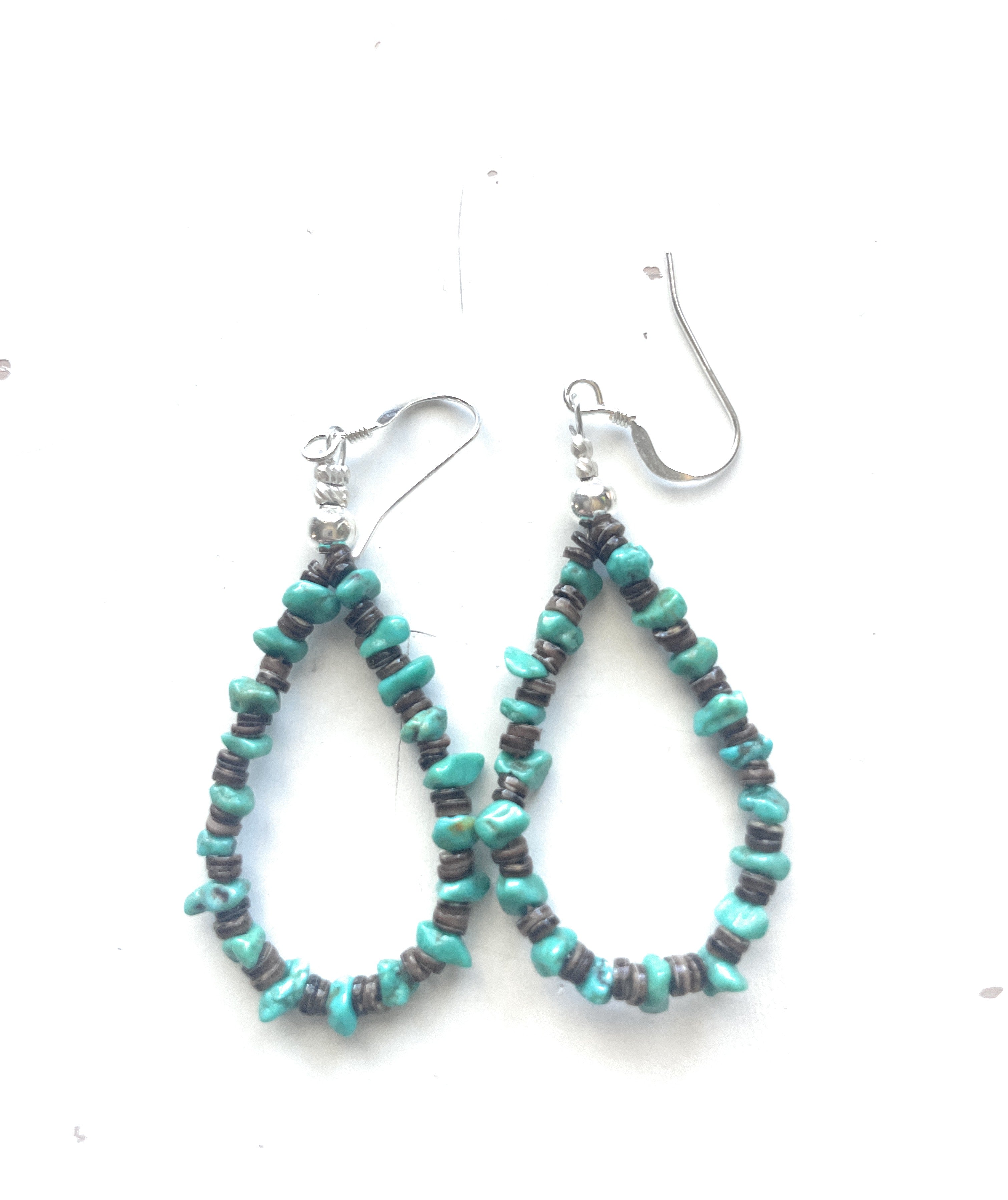 Navajo Sterling Silver Turquoise Beaded Earrings