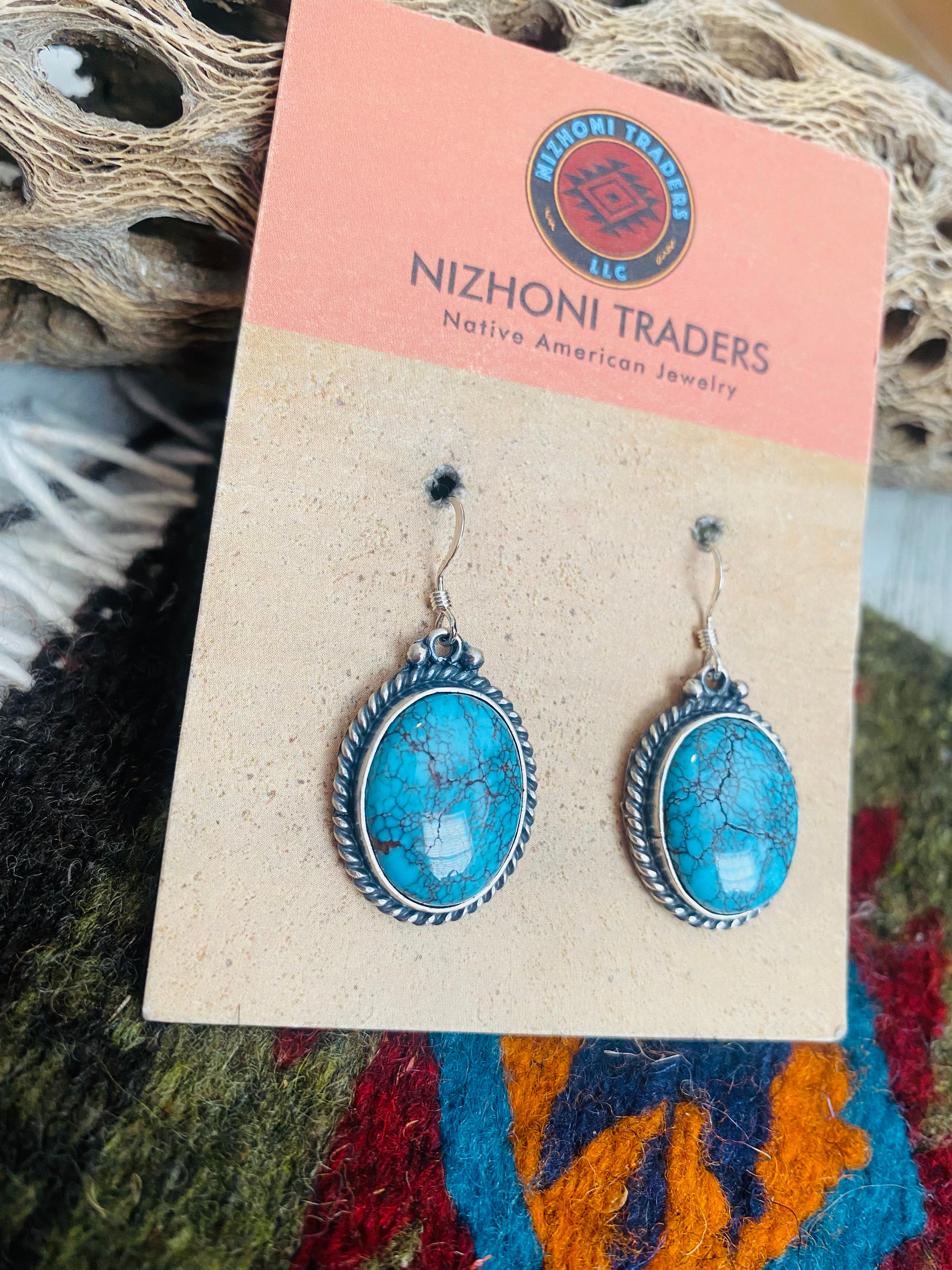 Navajo Turquoise & Sterling Silver Dangle Earrings