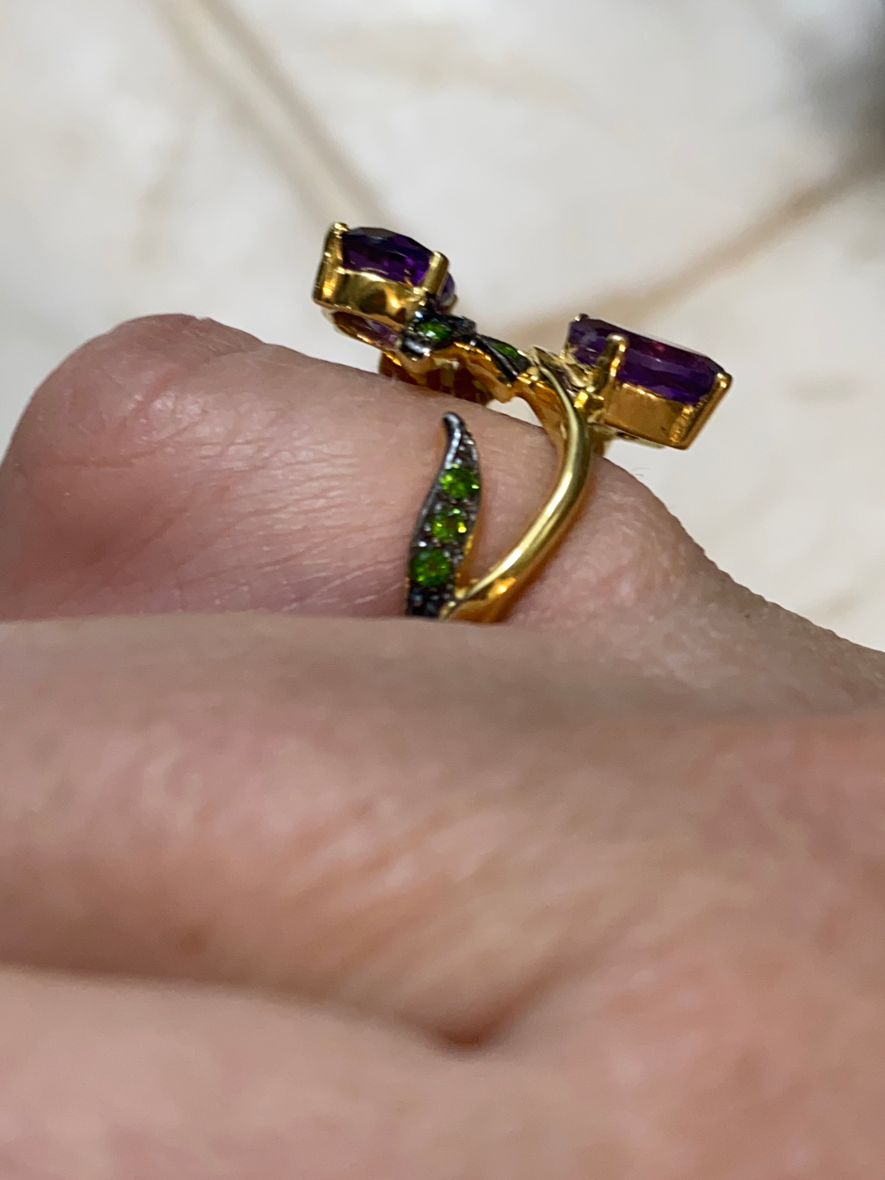 Amethyst Tsavorite Ring 6.5