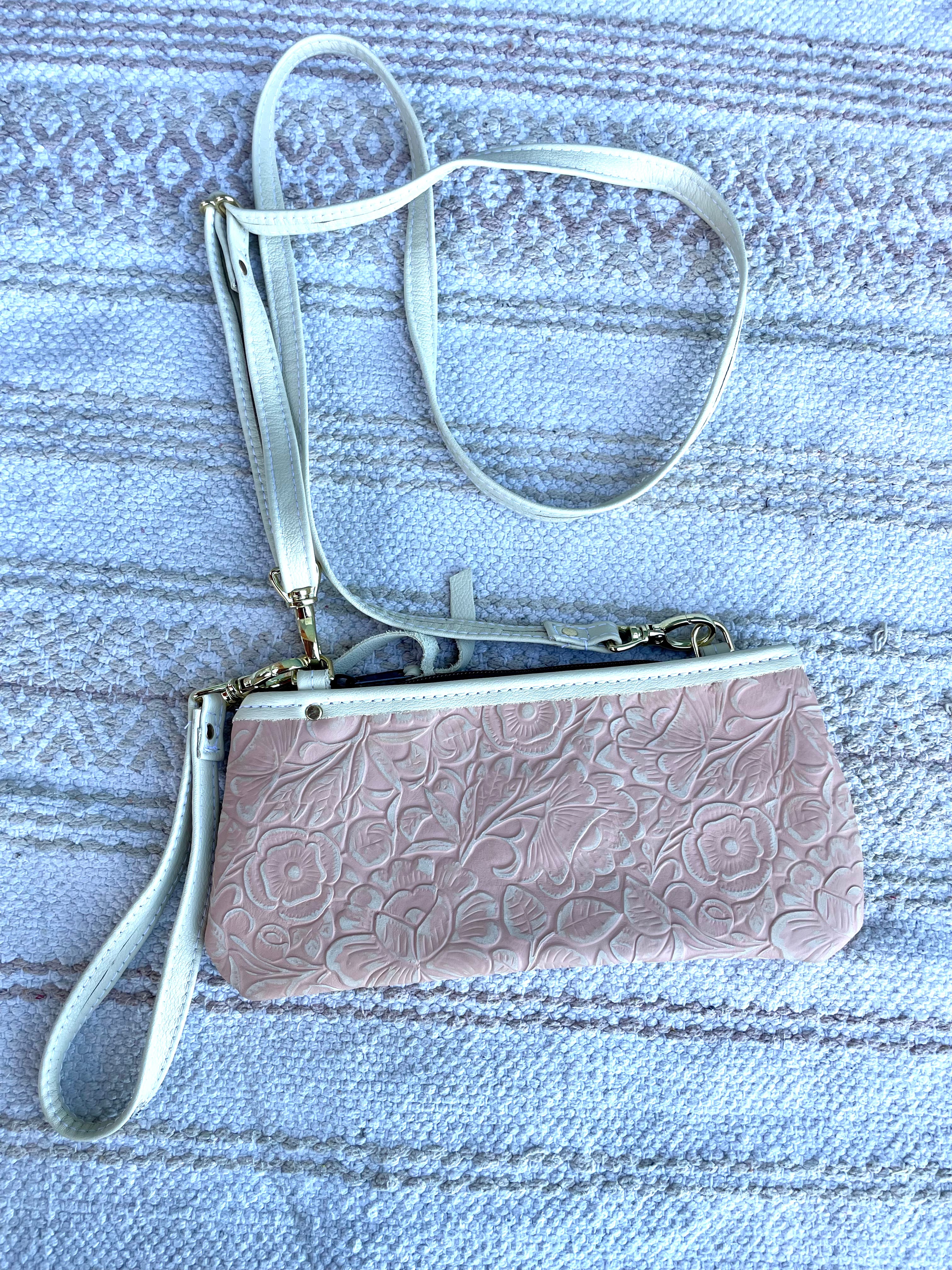 Handmade Rose Leather Clutch Purse