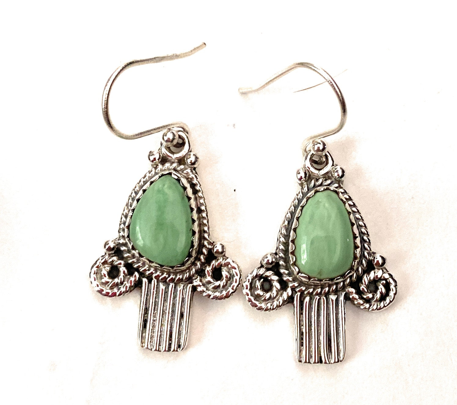 Handmade Gaspeite & Sterling Silver Dangle Earrings