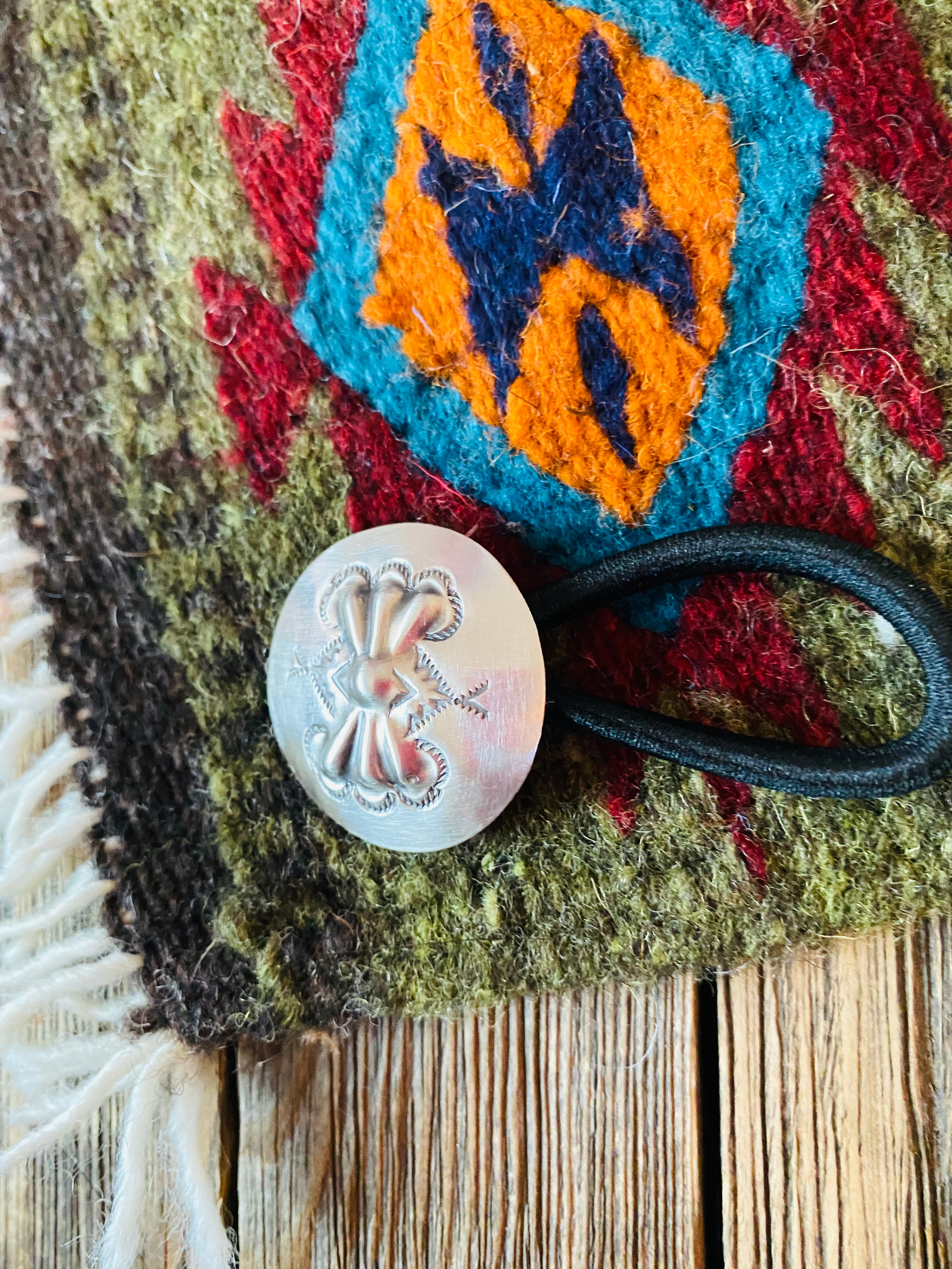 Navajo Sterling Silver Hand Stamped Hair Tie