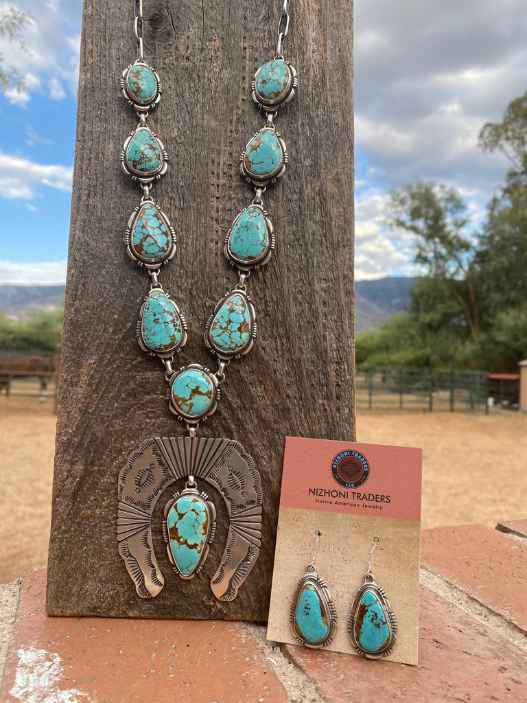 Navajo Pearls with Kingman Turquoise Beads | Necklace & Earring Set