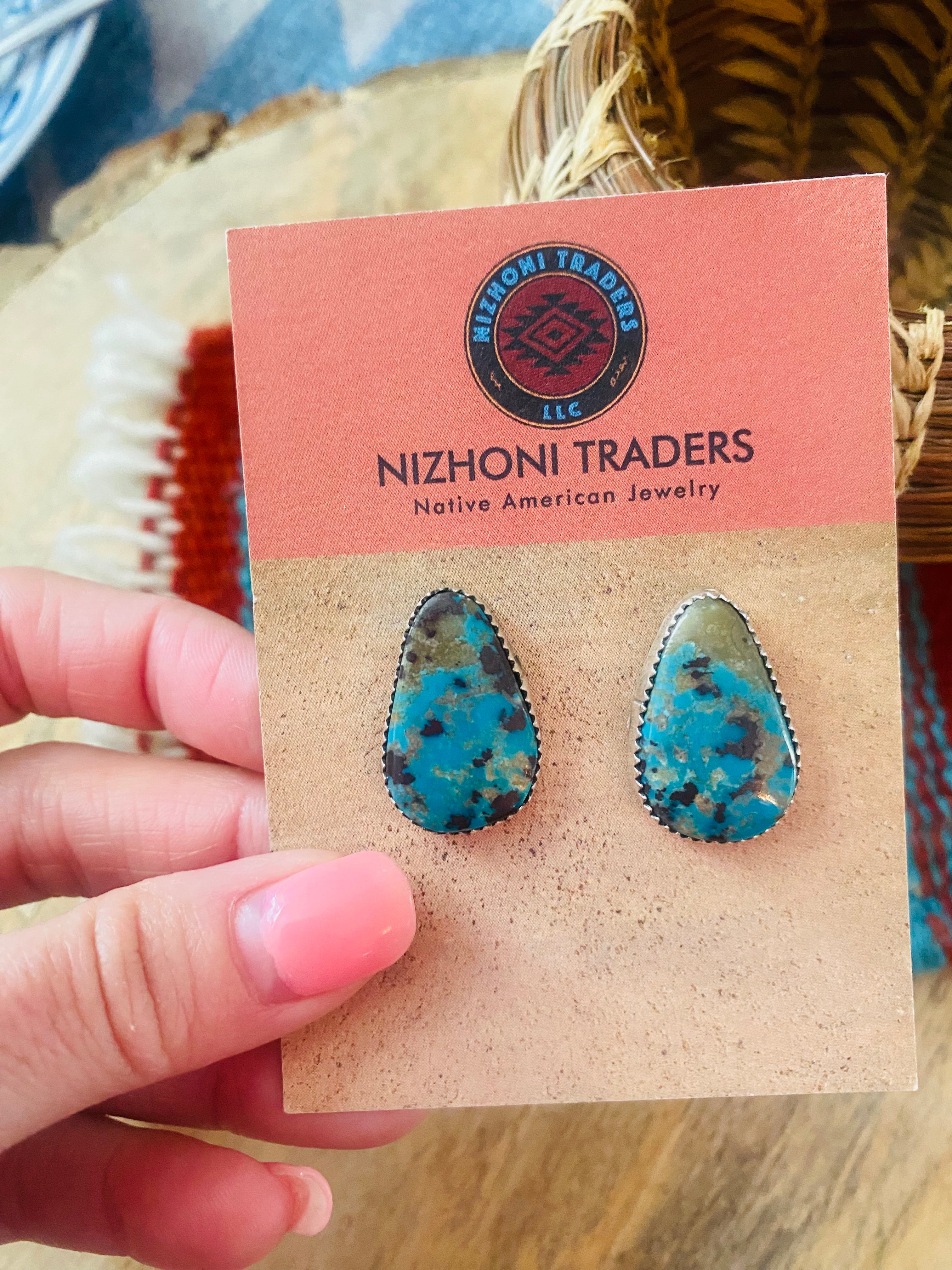 Navajo Turquoise & Sterling Silver Stud Earrings